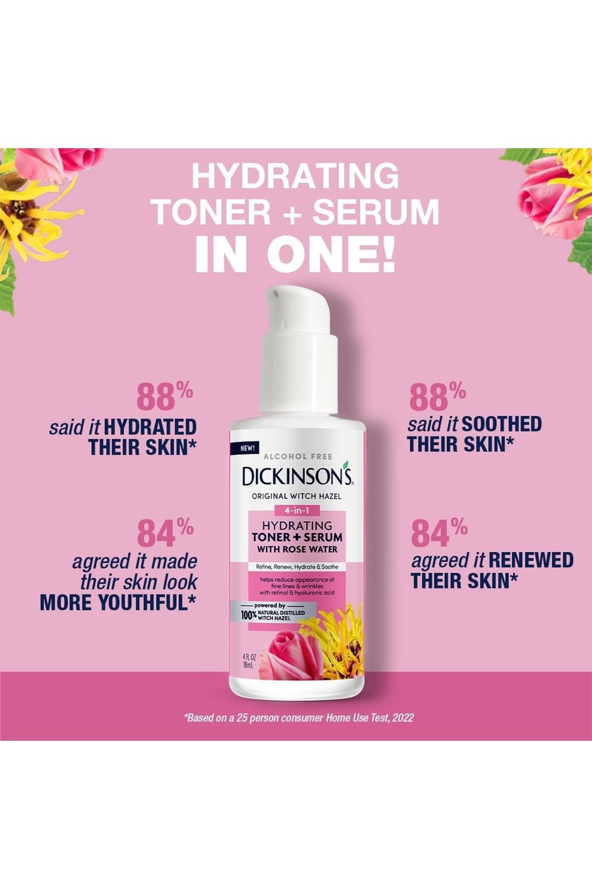 Dickinson's Cadı Fındığı ve Gül Suyu Özlü Nemlendirici Tonik + Serum 118ML
