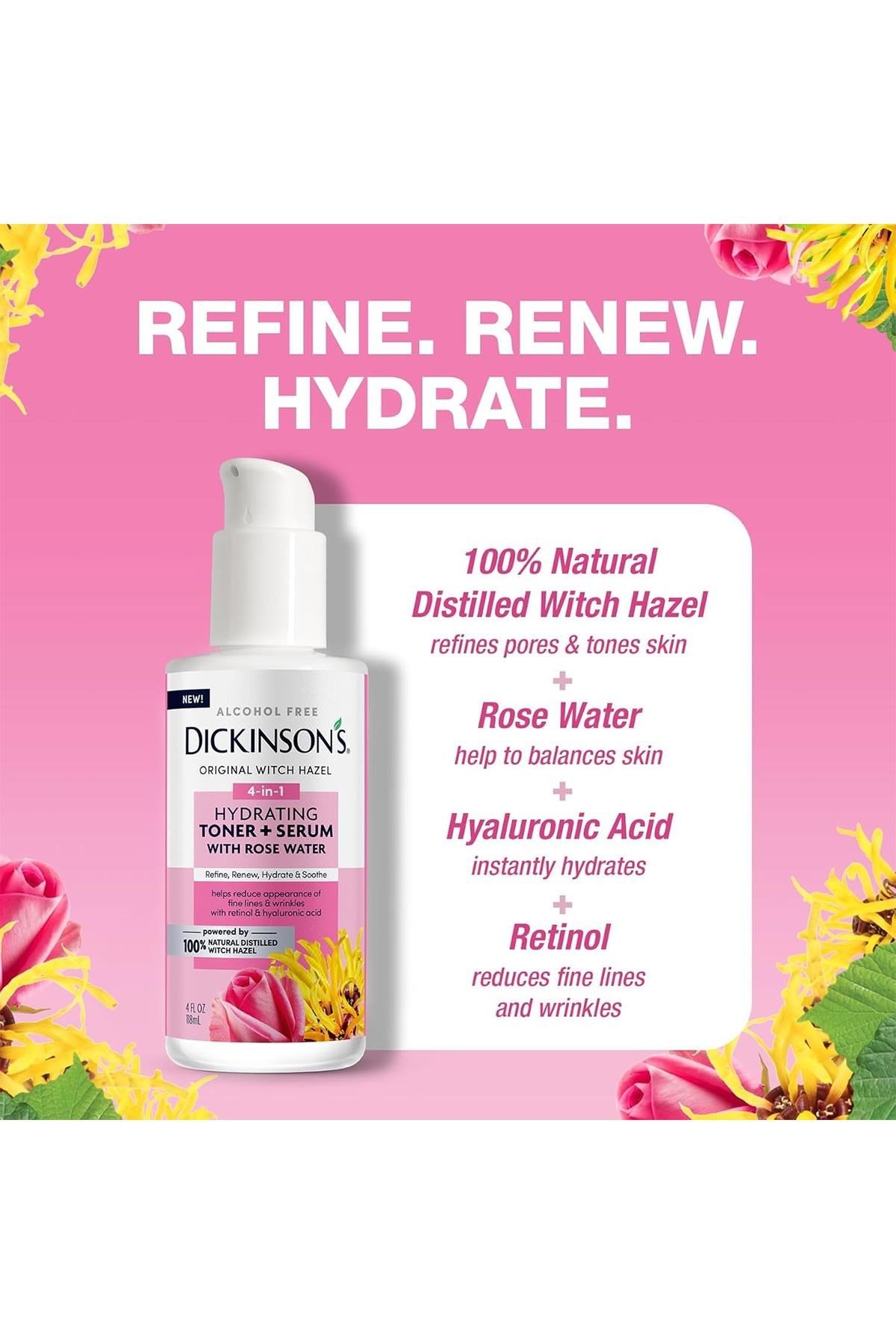 Dickinson's Cadı Fındığı ve Gül Suyu Özlü Nemlendirici Tonik + Serum 118ML