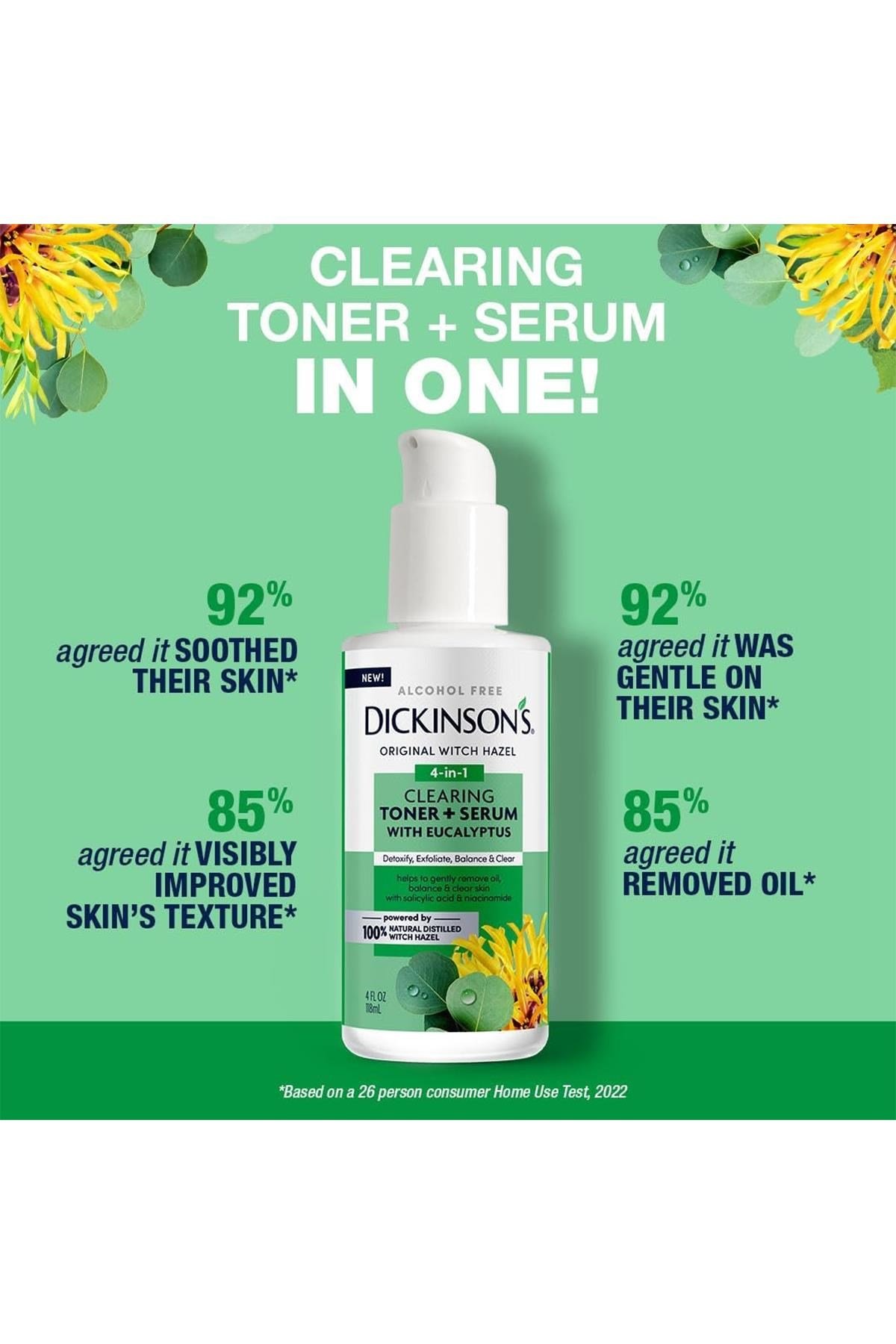 Dickinson's Cadı Fındığı ve Okaliptüs Özlü Arındırıcı Tonik + Serum 118ML