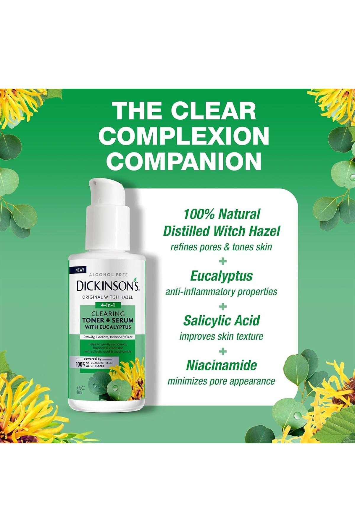 Dickinson's Cadı Fındığı ve Okaliptüs Özlü Arındırıcı Tonik + Serum 118ML
