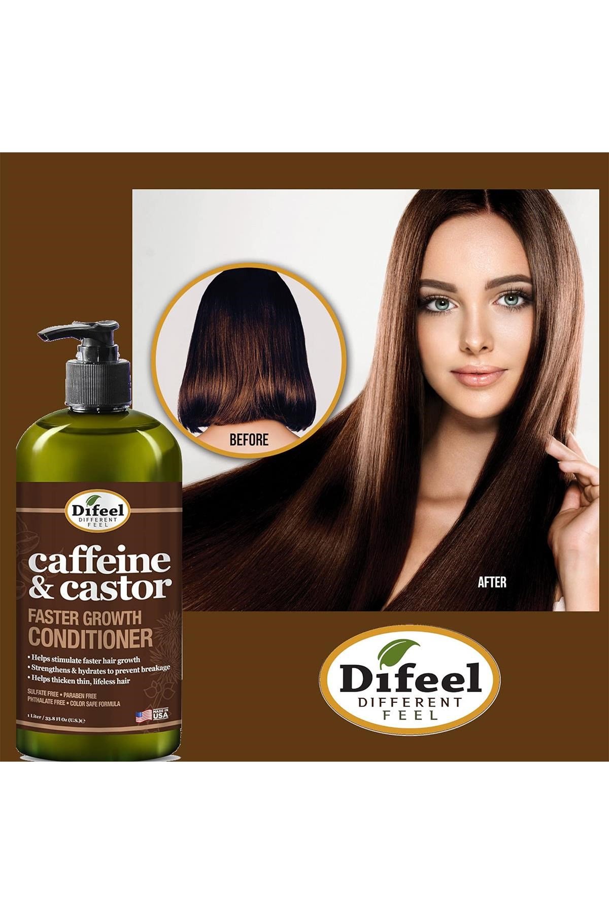 Difeel Caffeine & Castor Saç Uzamasını Destekleyen Saç Kremi 1LT