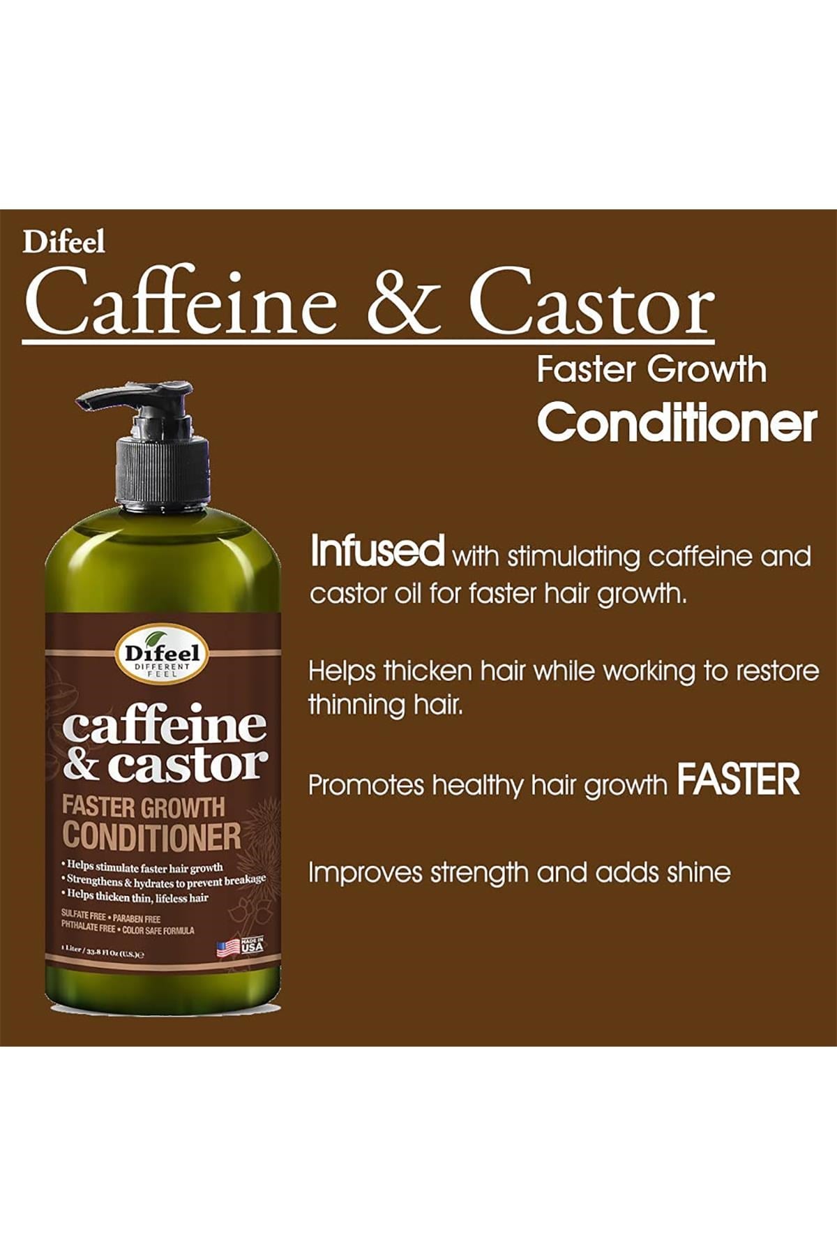 Difeel Caffeine & Castor Saç Uzamasını Destekleyen Saç Kremi 1LT