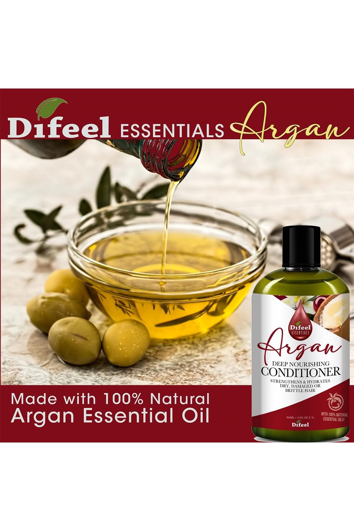 Difeel Essentials Argan Yağlı Besleyici Saç Kremi 360ML