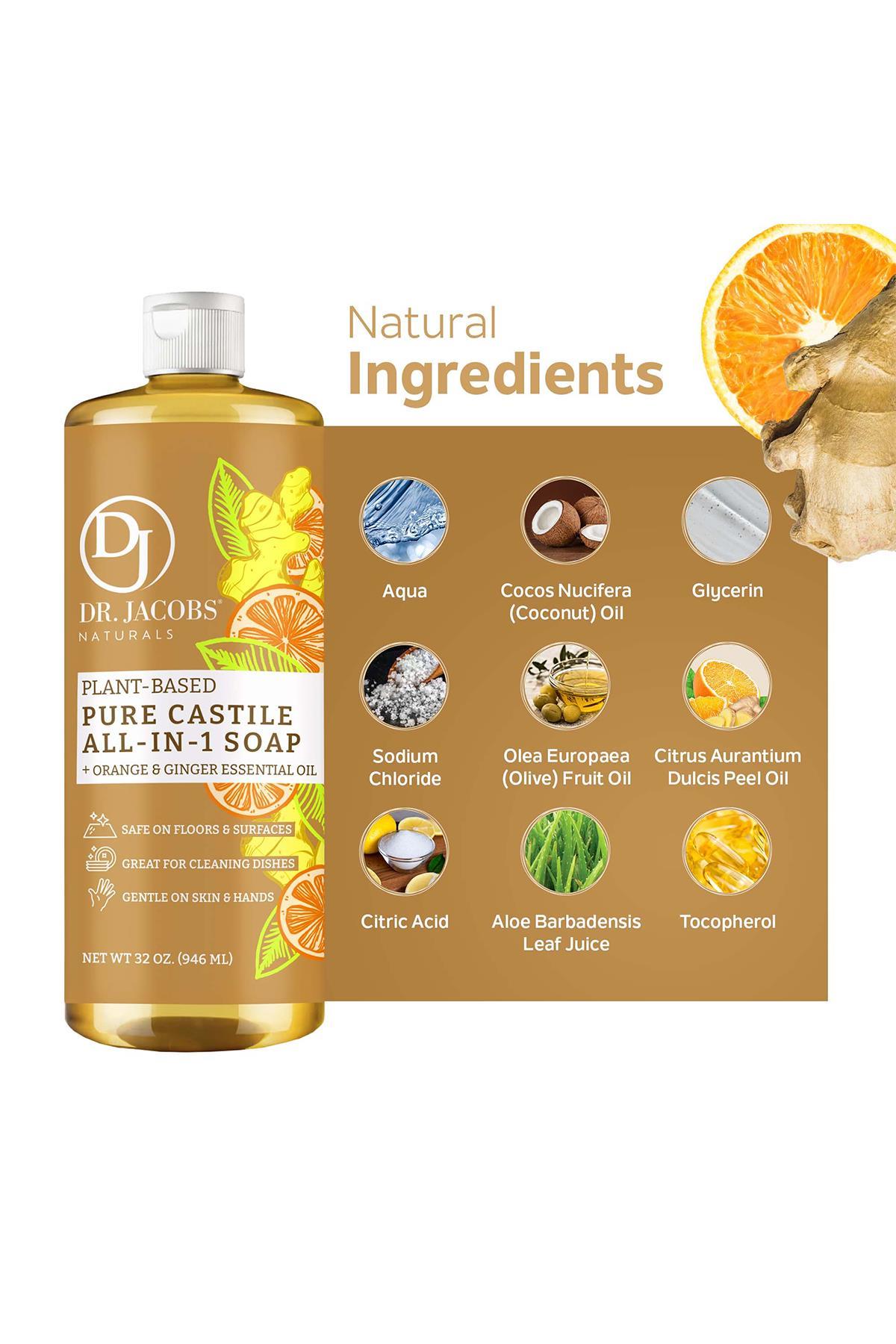 Dr. Jacobs Naturals Portakal ve Zencefil Özlü Çok Amaçlı Bitkisel Kastil Sabun 946ML