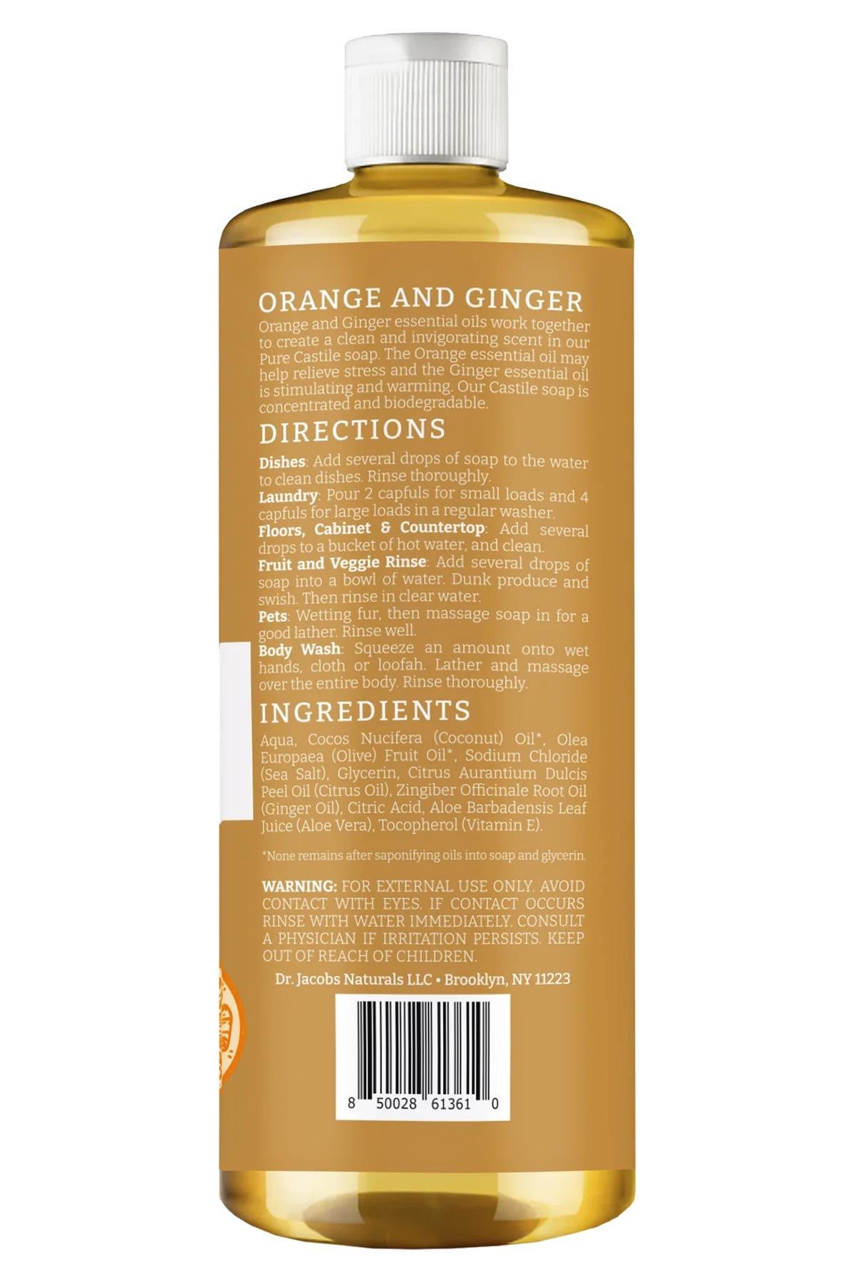 Dr. Jacobs Naturals Portakal ve Zencefil Özlü Çok Amaçlı Bitkisel Kastil Sabun 946ML