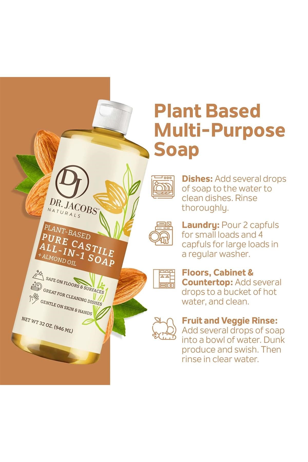 Dr. Jacobs Naturals Badem Özlü Çok Amaçlı Bitkisel Kastil Sabun 946ML