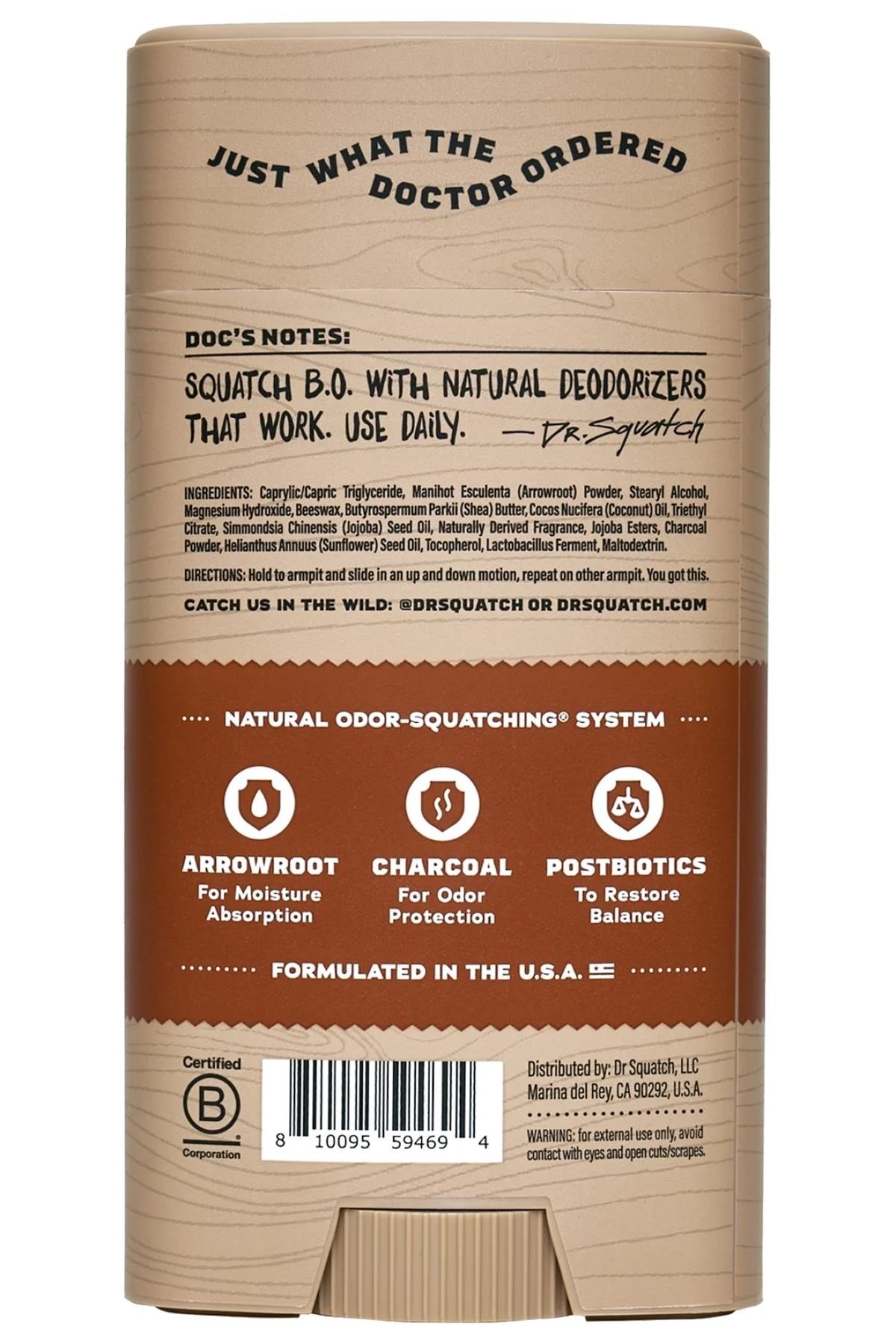 Dr.Squatch Wood Barrel Bourbon Alüminyumsuz Stick Deodorant 75GR