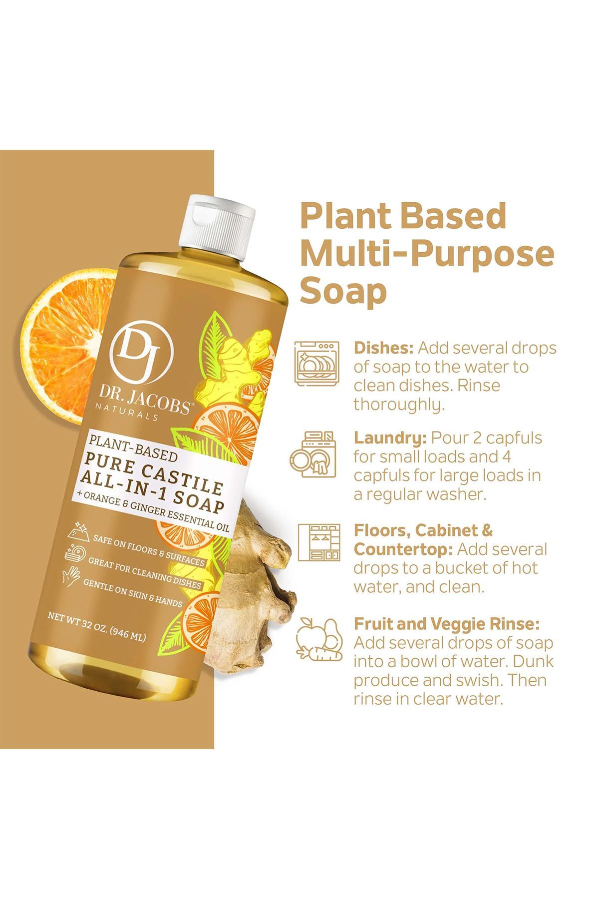 Dr. Jacobs Naturals Portakal ve Zencefil Özlü Çok Amaçlı Bitkisel Kastil Sabun 946ML