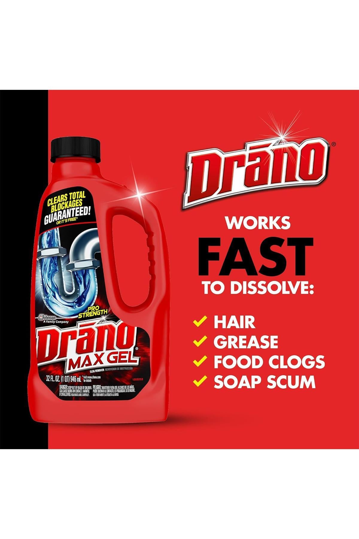 Drano Max Gel Lavabo Tıkanıklık Açıcı 946ML
