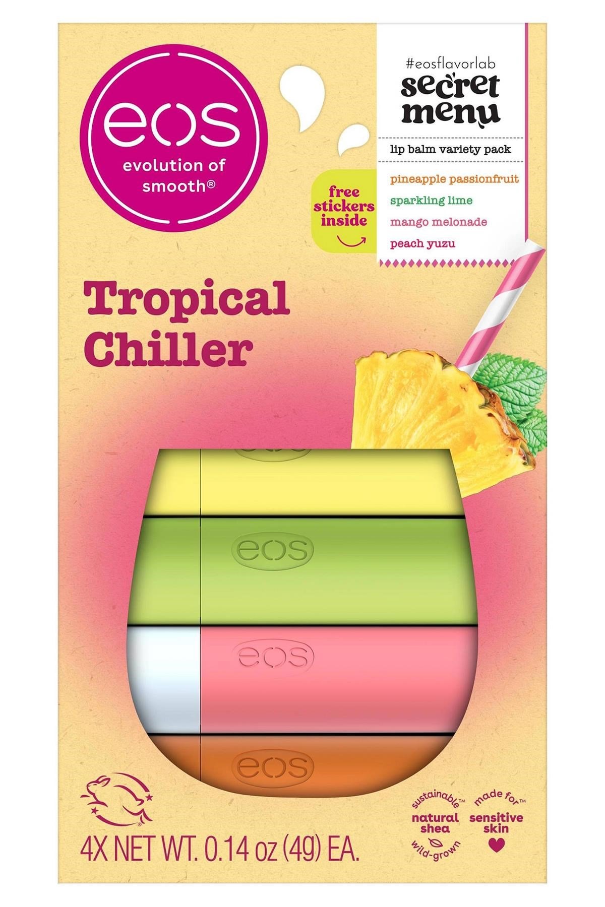 EOS Lip Balm Tropical Chiller Dudak Balsamı Çeşit Paketi 4 Adet