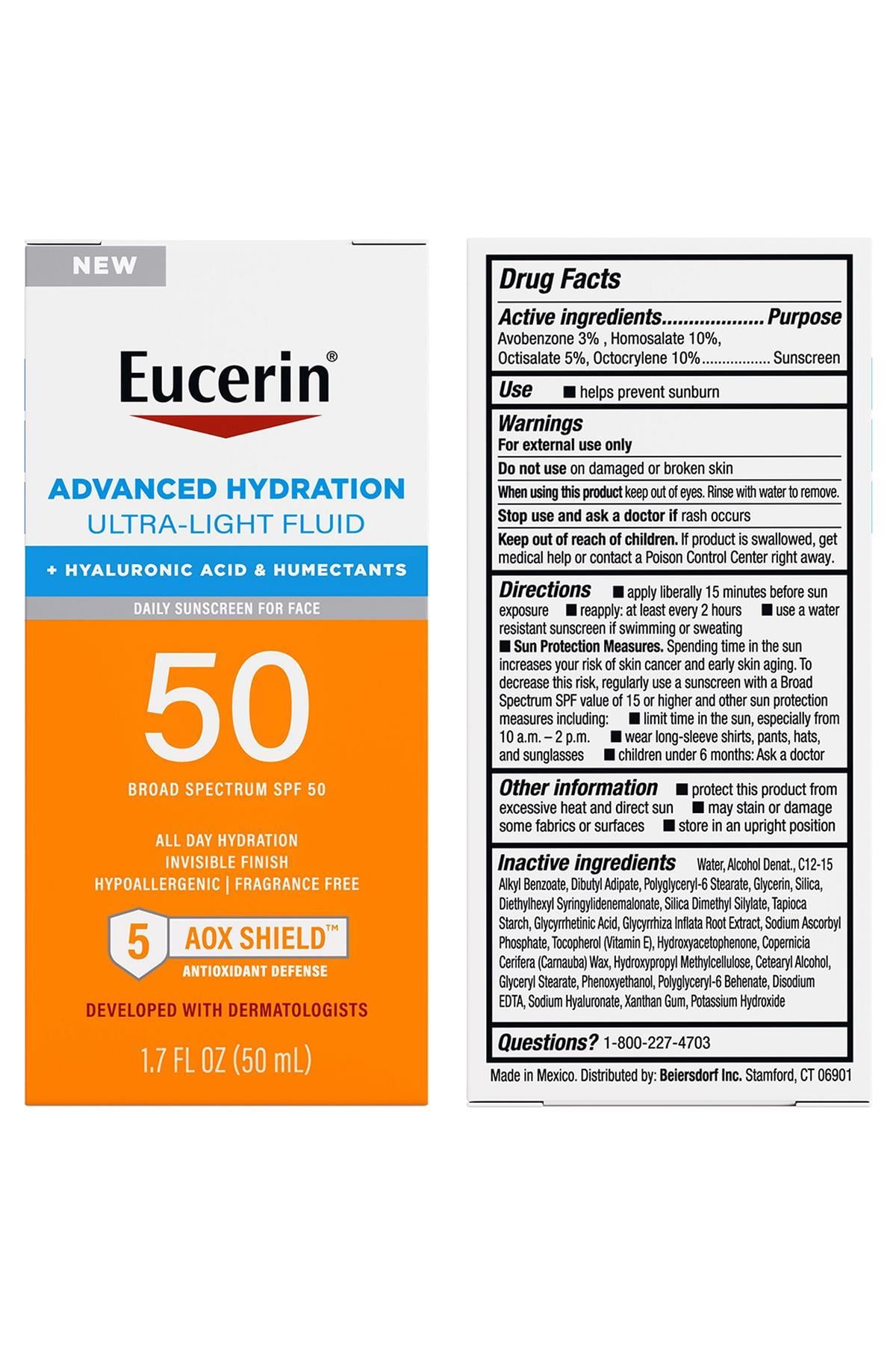 Eucerin Advanced Hydration Ultra-Light SPF50 Yüz Güneş Kremi 50ML SKT:08/2026