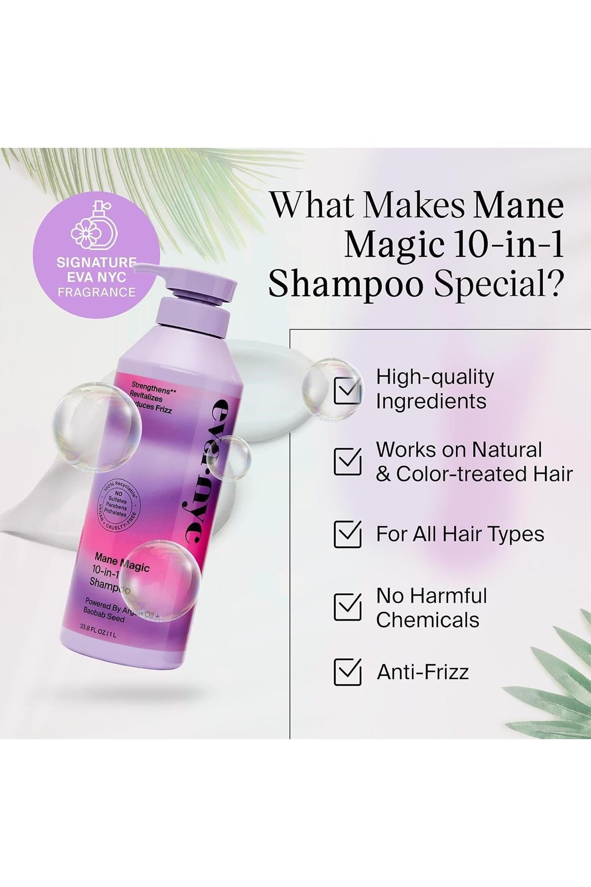 Eva NYC Mane Magic 10-in-1 Elektriklenme Karşıtı Şampuan 1LT