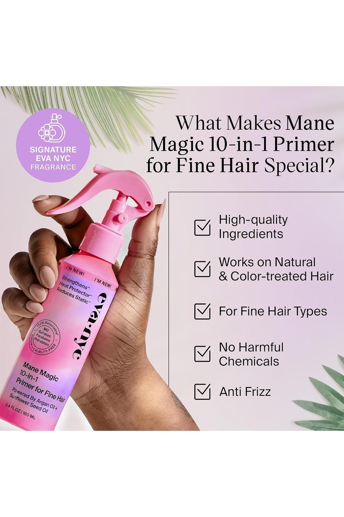 Eva NYC Mane Magic 10-in-1 Primer İnce Telli Saçlar İçin Çok Amaçlı Saç Bakım Spreyi 160ML