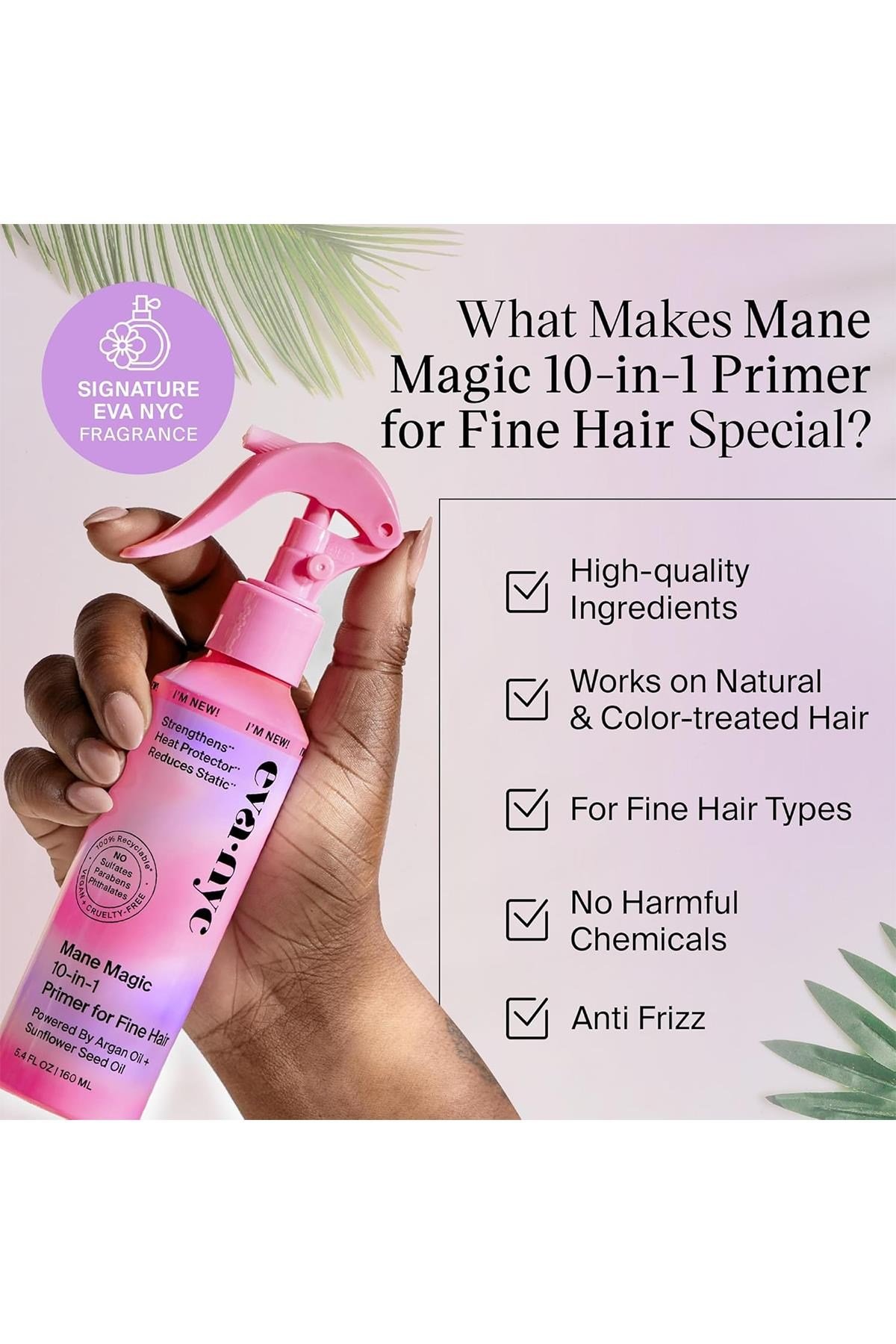 Eva NYC Mane Magic 10-in-1 Primer İnce Telli Saçlar İçin Çok Amaçlı Saç Bakım Spreyi 160ML