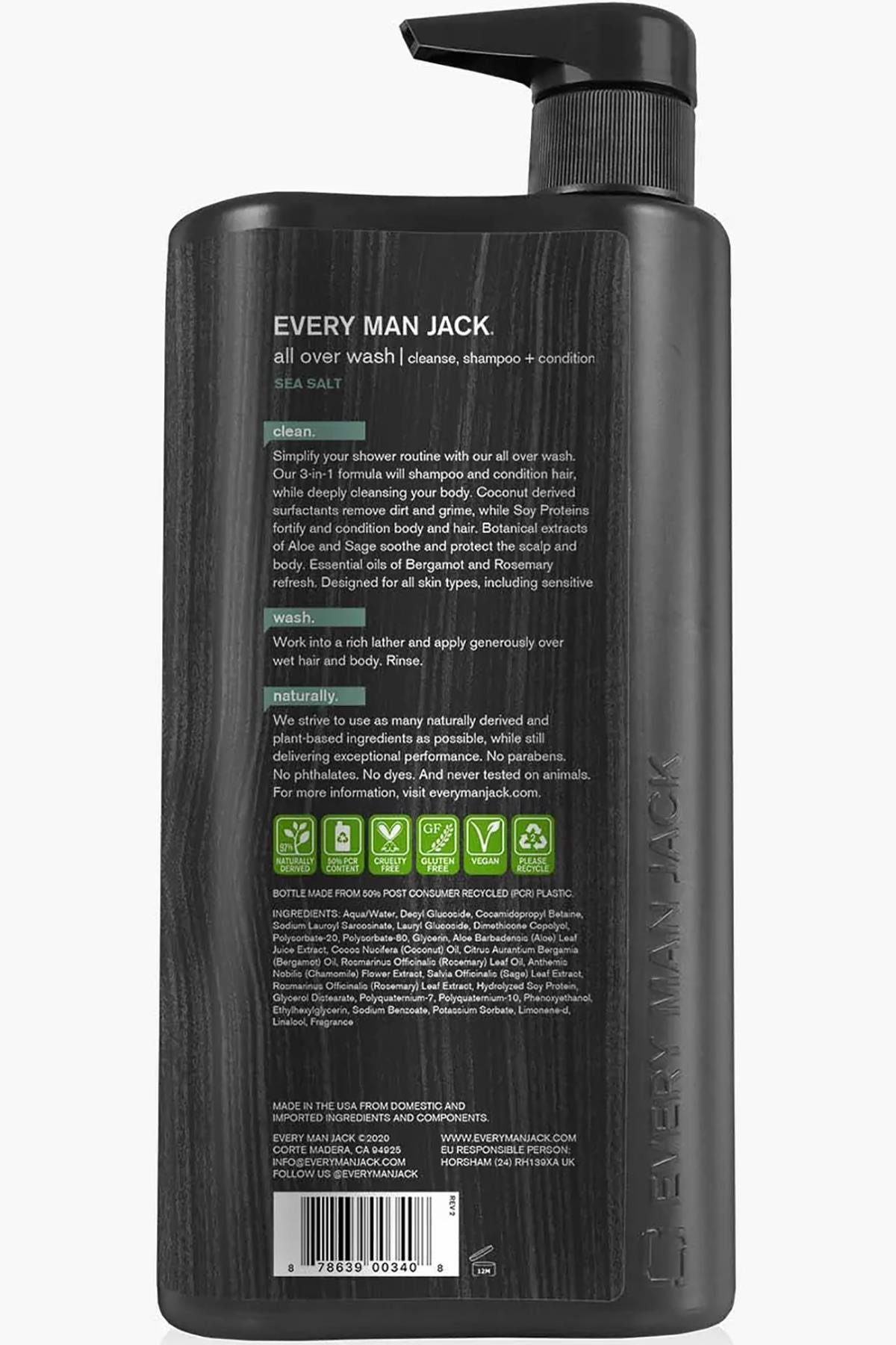 Every Man Jack 3in1 Sea Salt Şampuan + Saç Kremi + Vücut Şampuanı 945ML