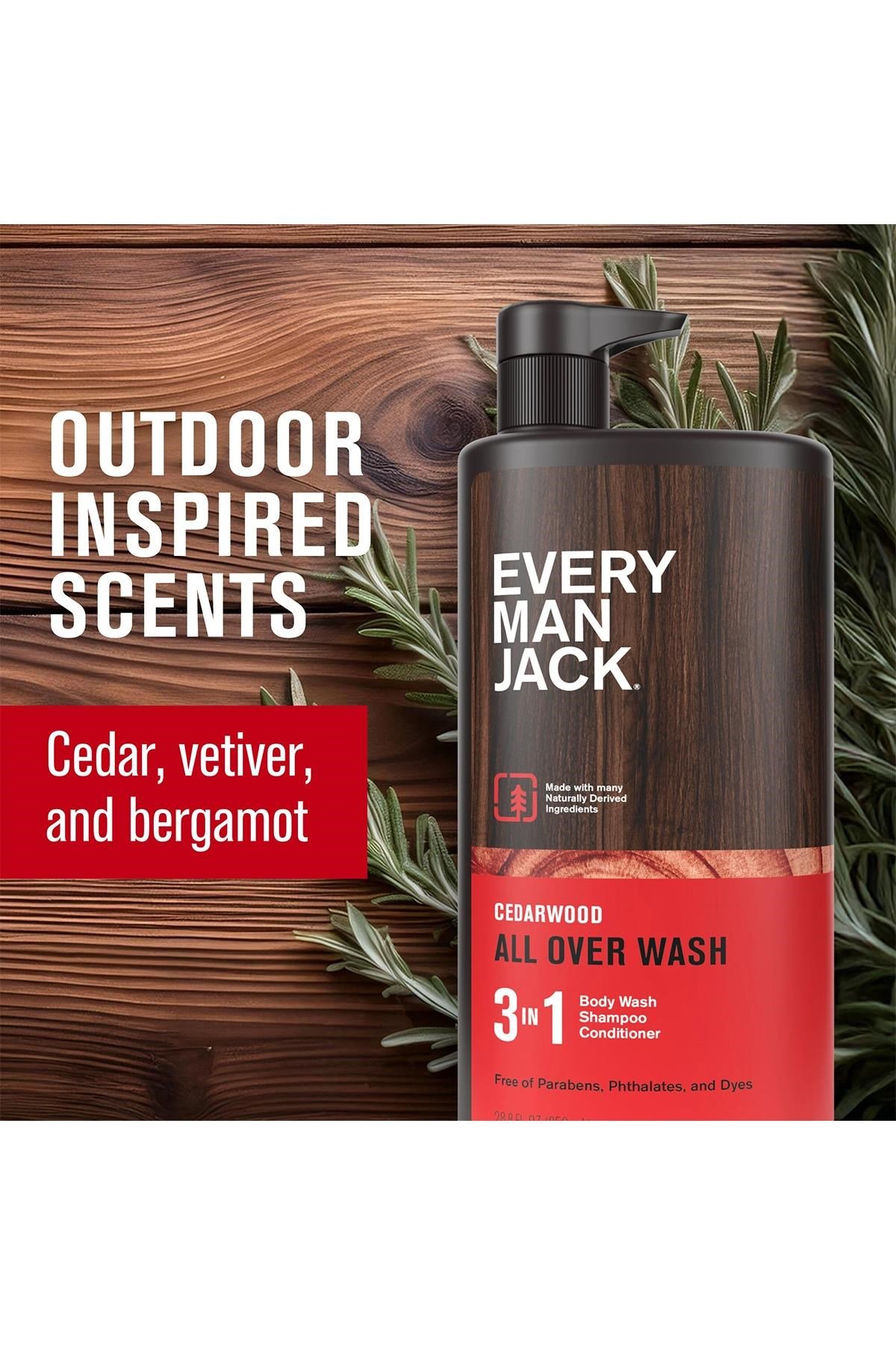 Every Man Jack Cedarwood 3’ü 1 Arada Şampuan Saç Kremi ve Duş Jeli 852ML