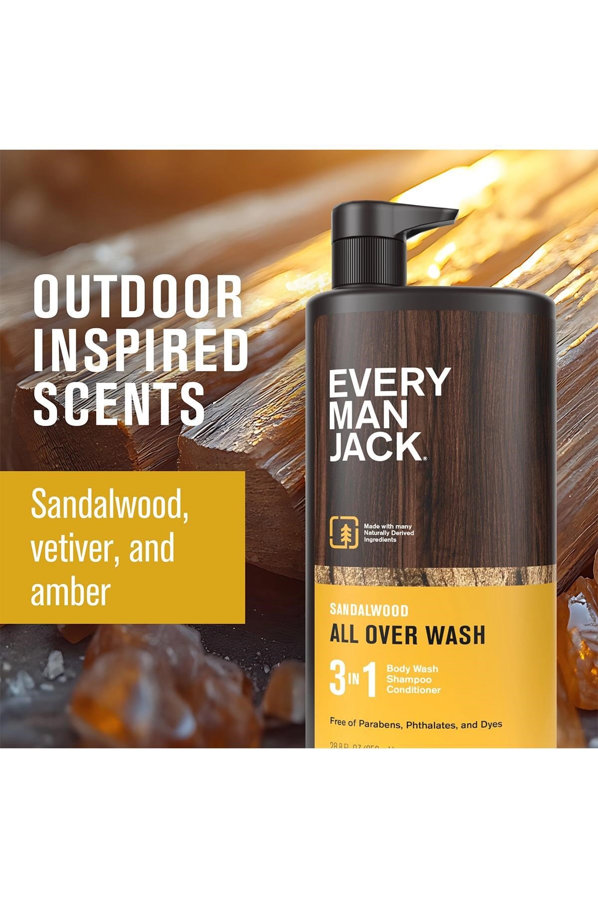 Every Man Jack Sandalwood 3’ü 1 Arada Şampuan Saç Kremi ve Duş Jeli 852ML