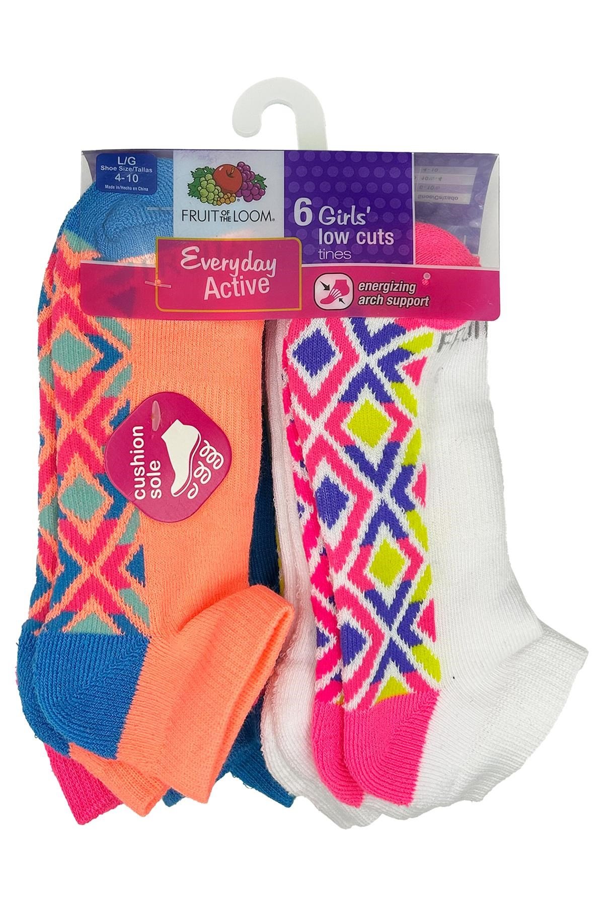 Fruit Of The Loom Girls Low Cuts Tines Çorap 6lı Paket (L)