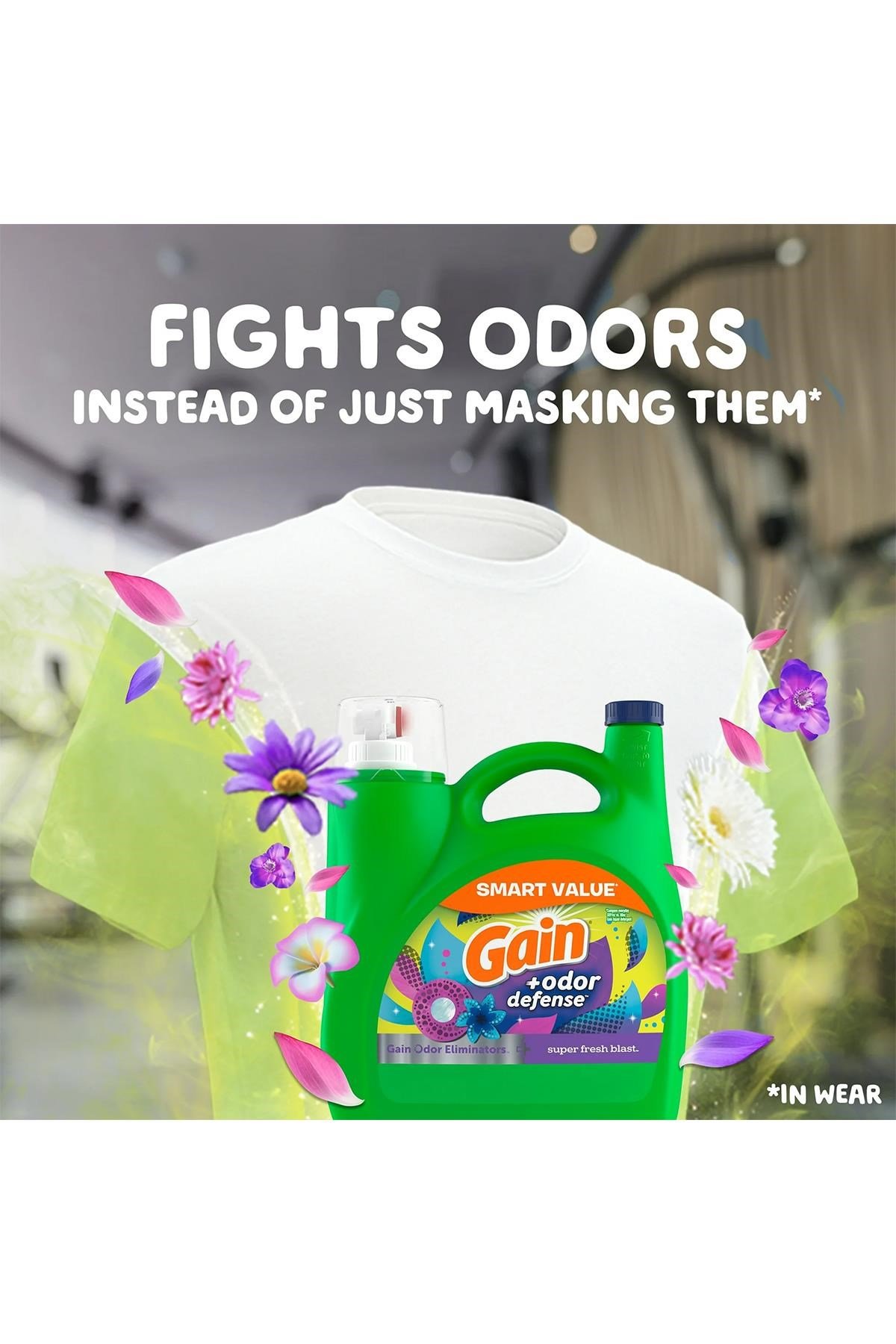Gain +Odor Defense Sıvı Çamaşır Deterjanı 107 Yıkama 4.55LT
