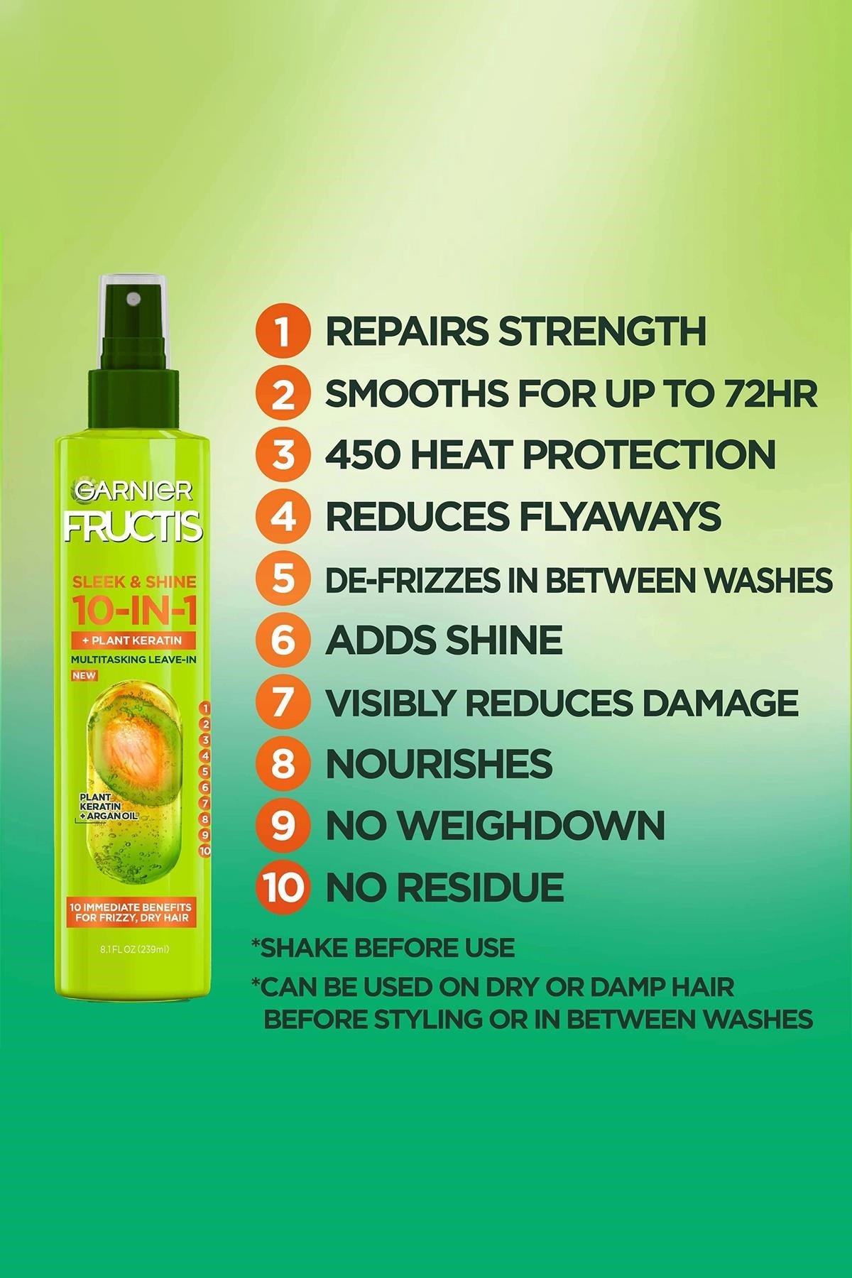 Garnier Fructis Sleek & Shine 10 Etki 1 Arada Durulanmayan Saç Spreyi 239ML