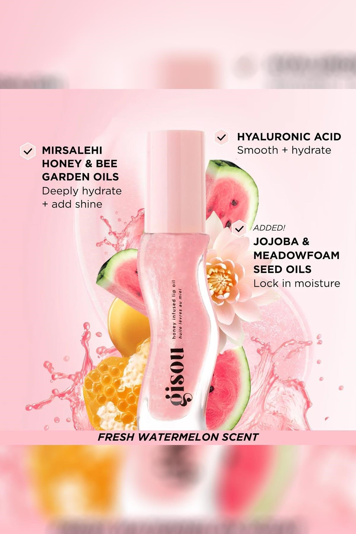Gisou Honey Infused Nemlendirici ve Işıltılı Dudak Bakım Yağı Watermelon Sugar 8ML