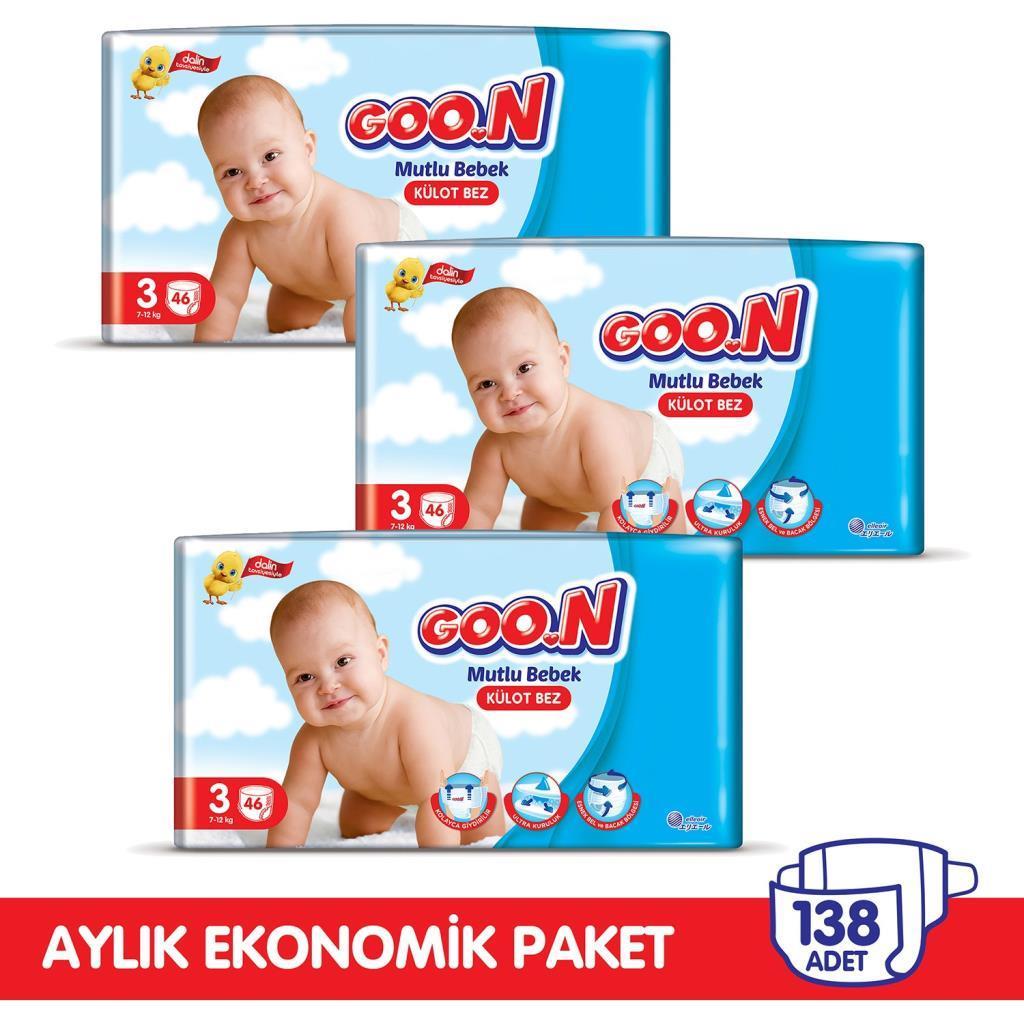 Goon Mutlu Bebek Külot Bez No:3 138 Adet