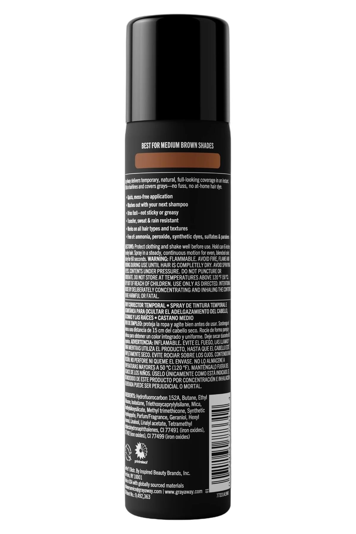Gray Away Orta Kahve Saçlar İçin Gri-Beyaz Kapatıcı Sprey 70.8GR