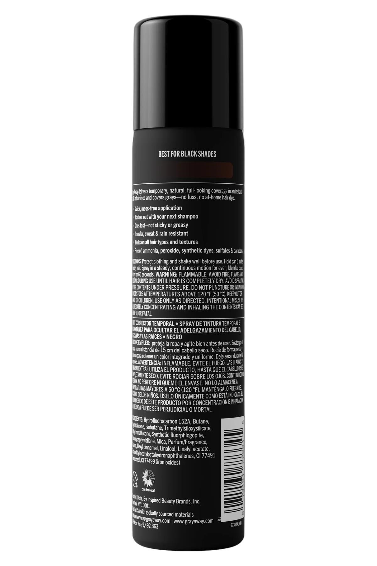 Gray Away Siyah Saçlar İçin Gri-Beyaz Kapatıcı Sprey 70.8GR