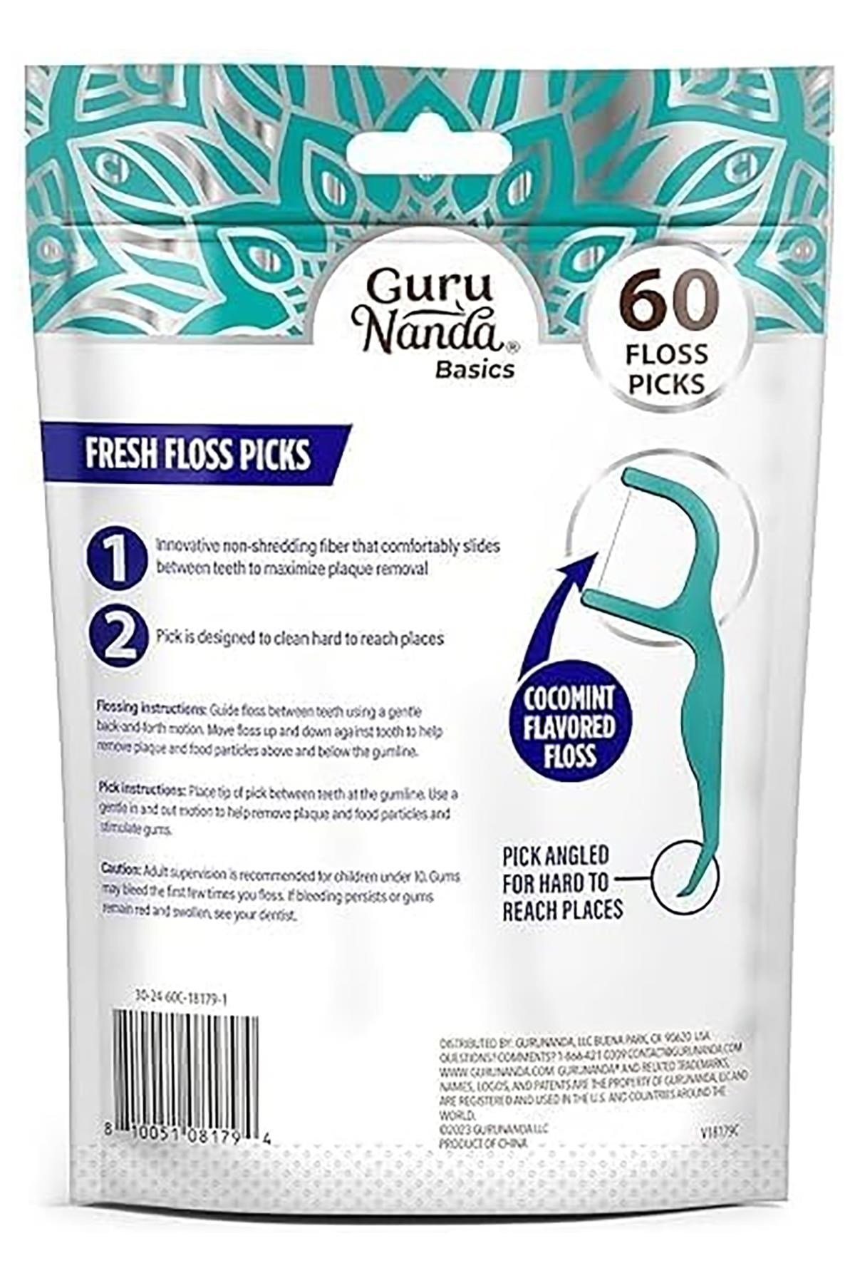 GuruNanda Fresh Floss Picks Çatal Diş İpi Kürdanlı 60 Adet