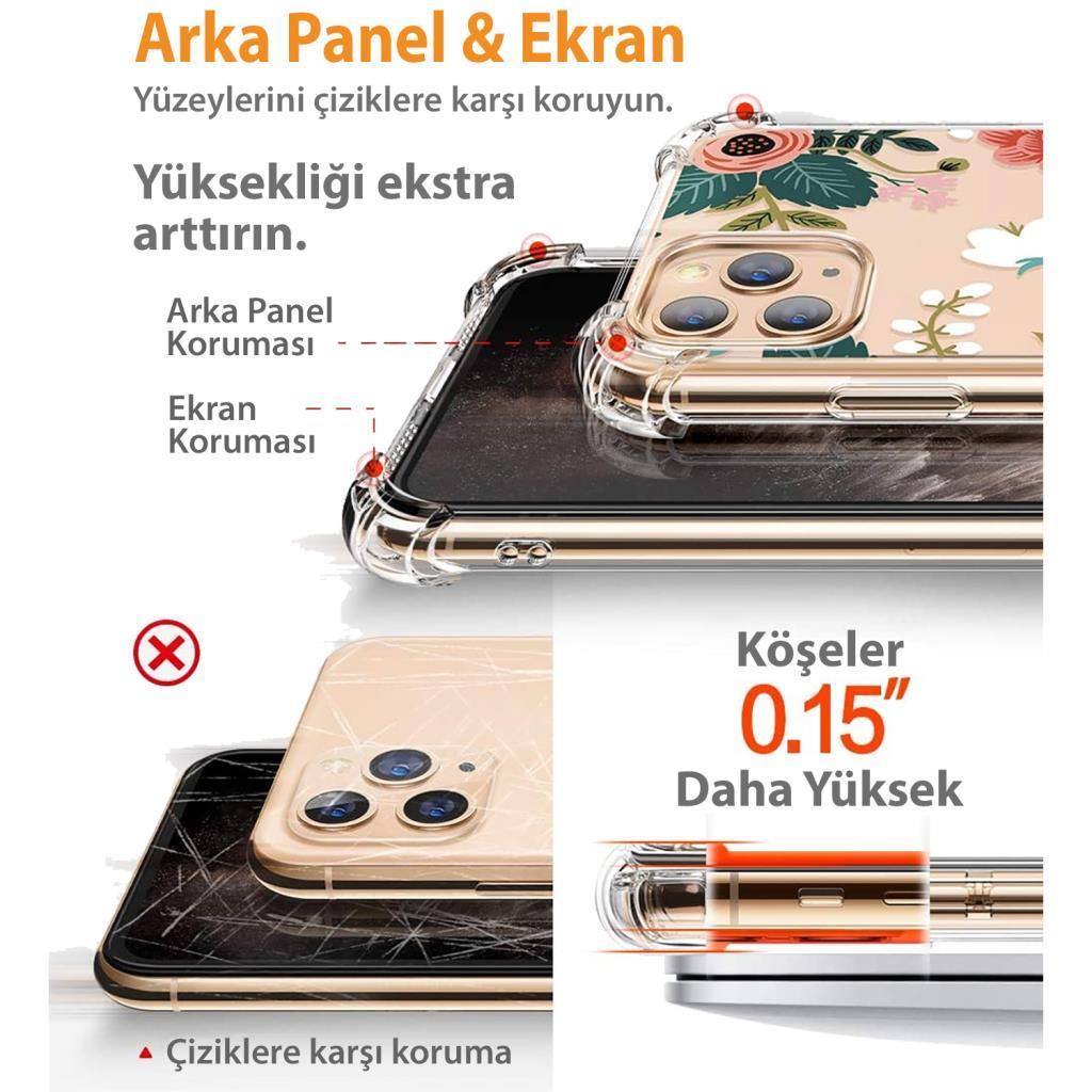 Gviewin iPhone 11 Pro Max Telefon Kılıfı Petite Flowers/Pink