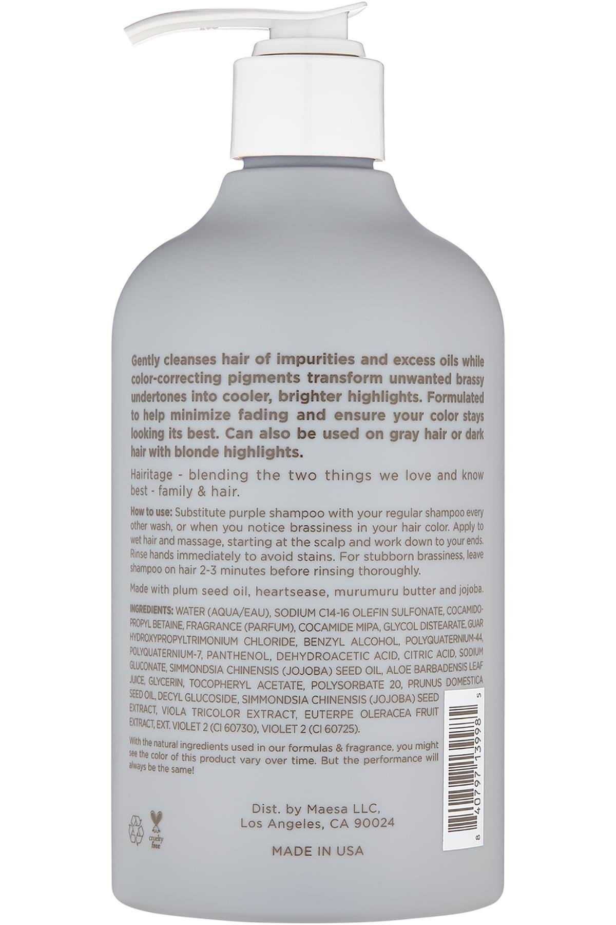 Hairitage Turunculaşma Karşıtı Mor Şampuan 384ML