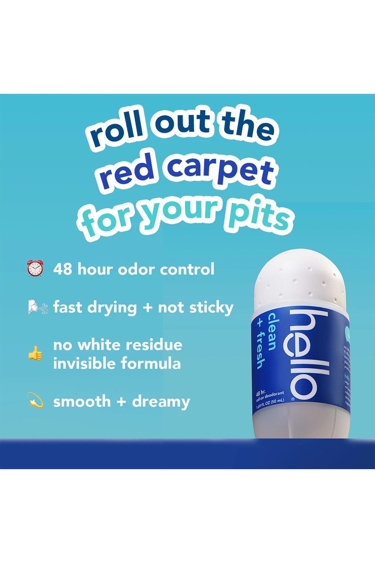 Hello Clean + Fresh Roll-On Deodorant 50ML