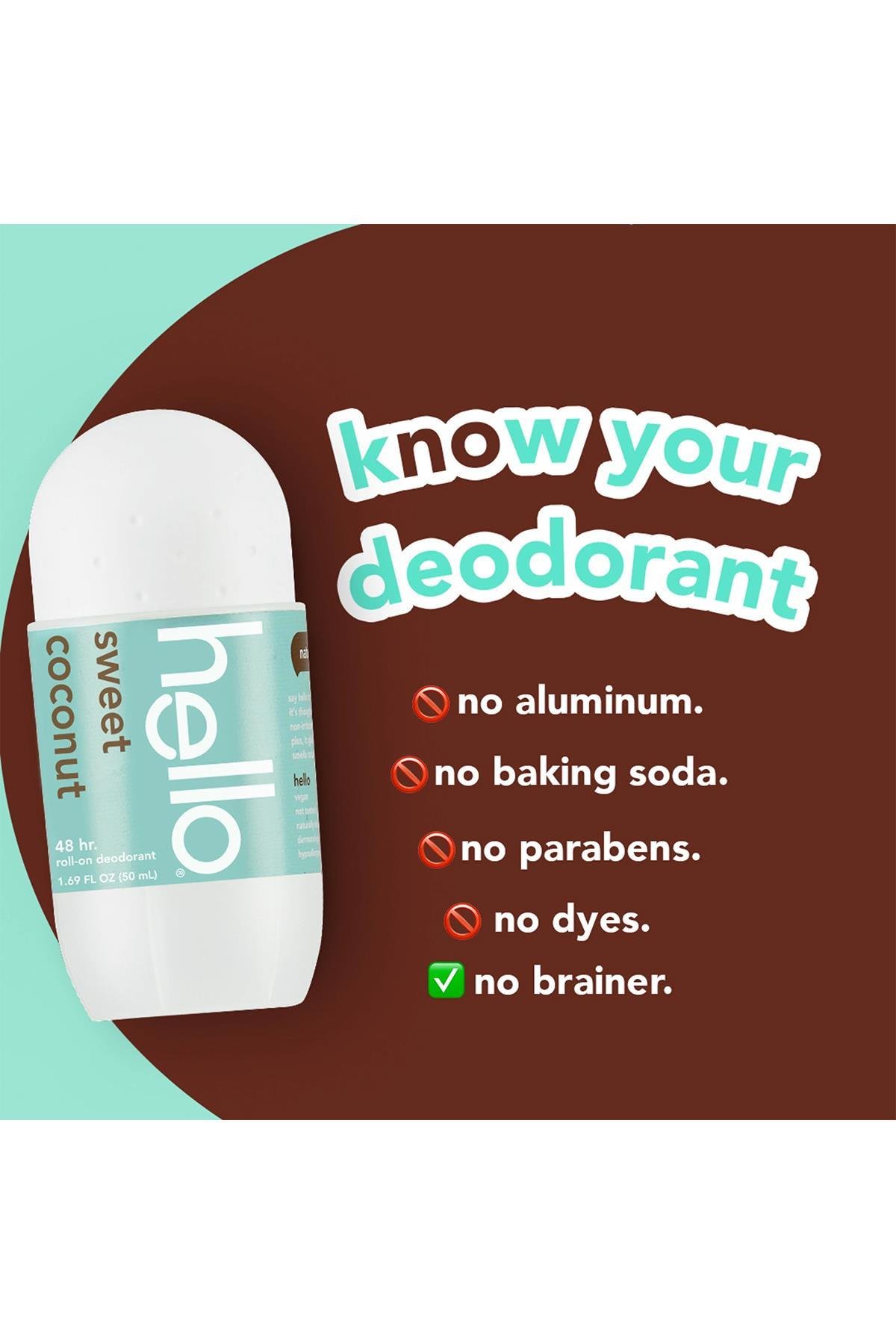 Hello Sweet Coconut Roll-On Deodorant 50ML