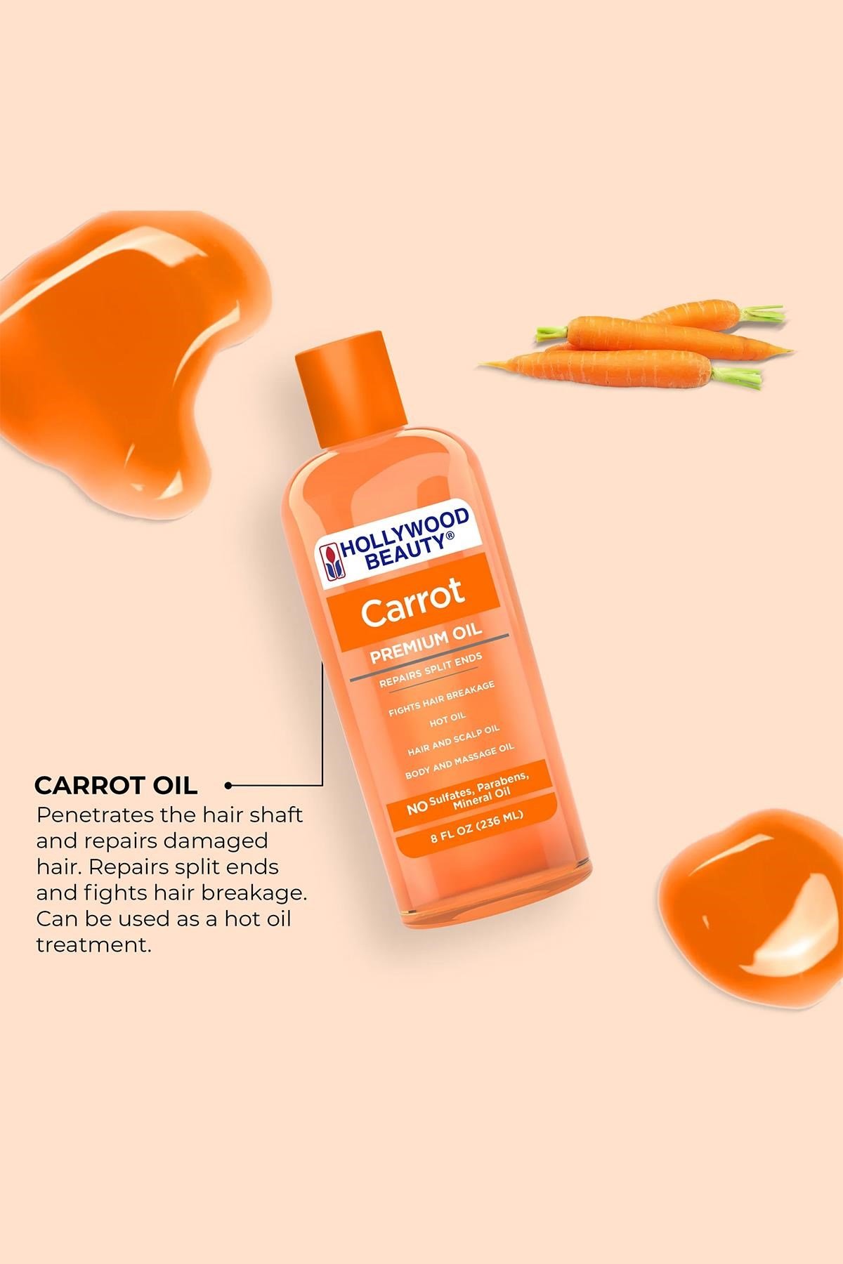 Hollywood Beauty Havuç Özlü Saç Cilt ve Tırnak Bakım Yağı 236ML