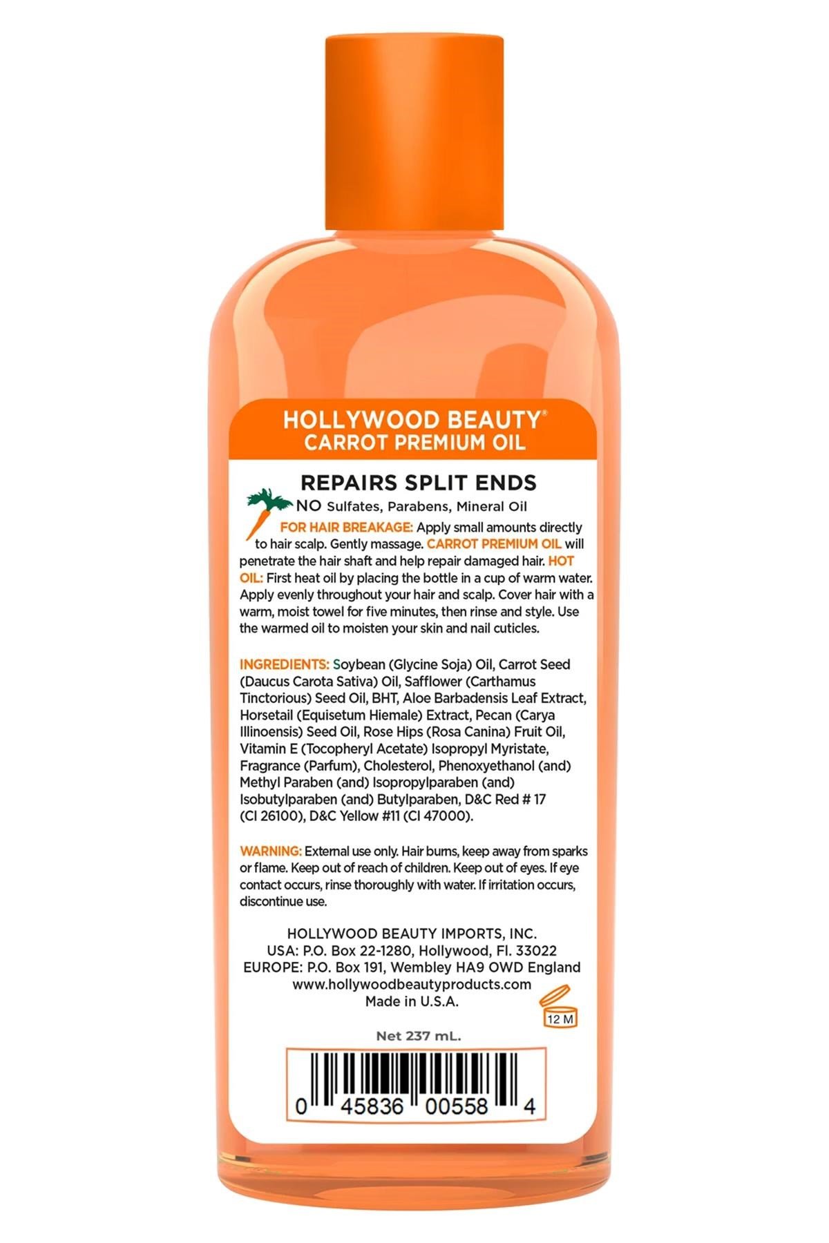 Hollywood Beauty Havuç Özlü Saç Cilt ve Tırnak Bakım Yağı 236ML