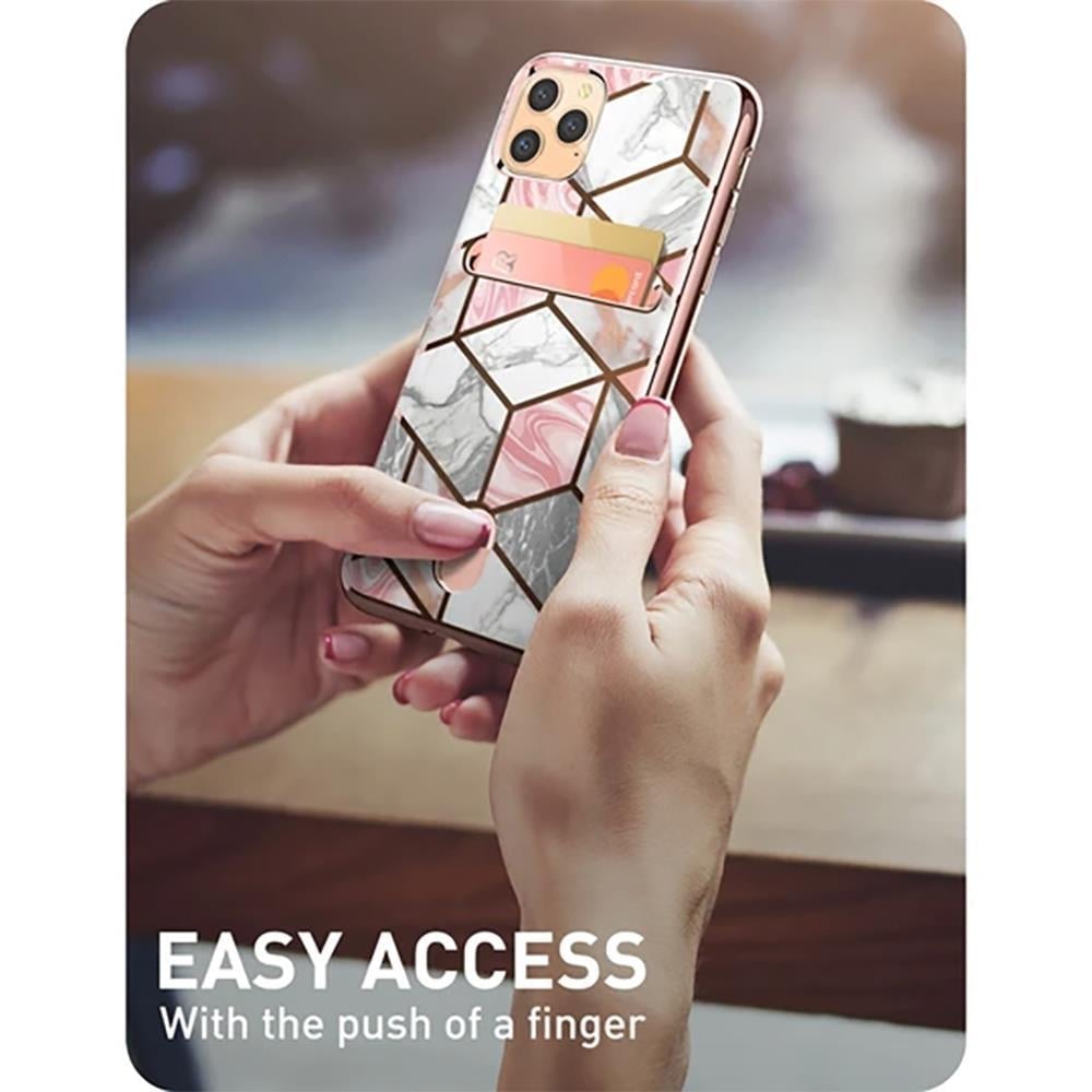 i-Blason iPhone 11 Pro Max Cosmo Wallet Kılıf Marble Pink