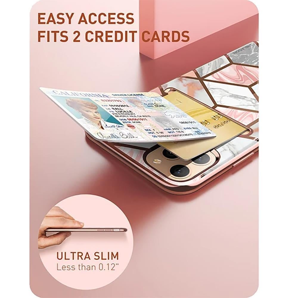 i-Blason iPhone 11 Pro Max Cosmo Wallet Kılıf Marble Pink