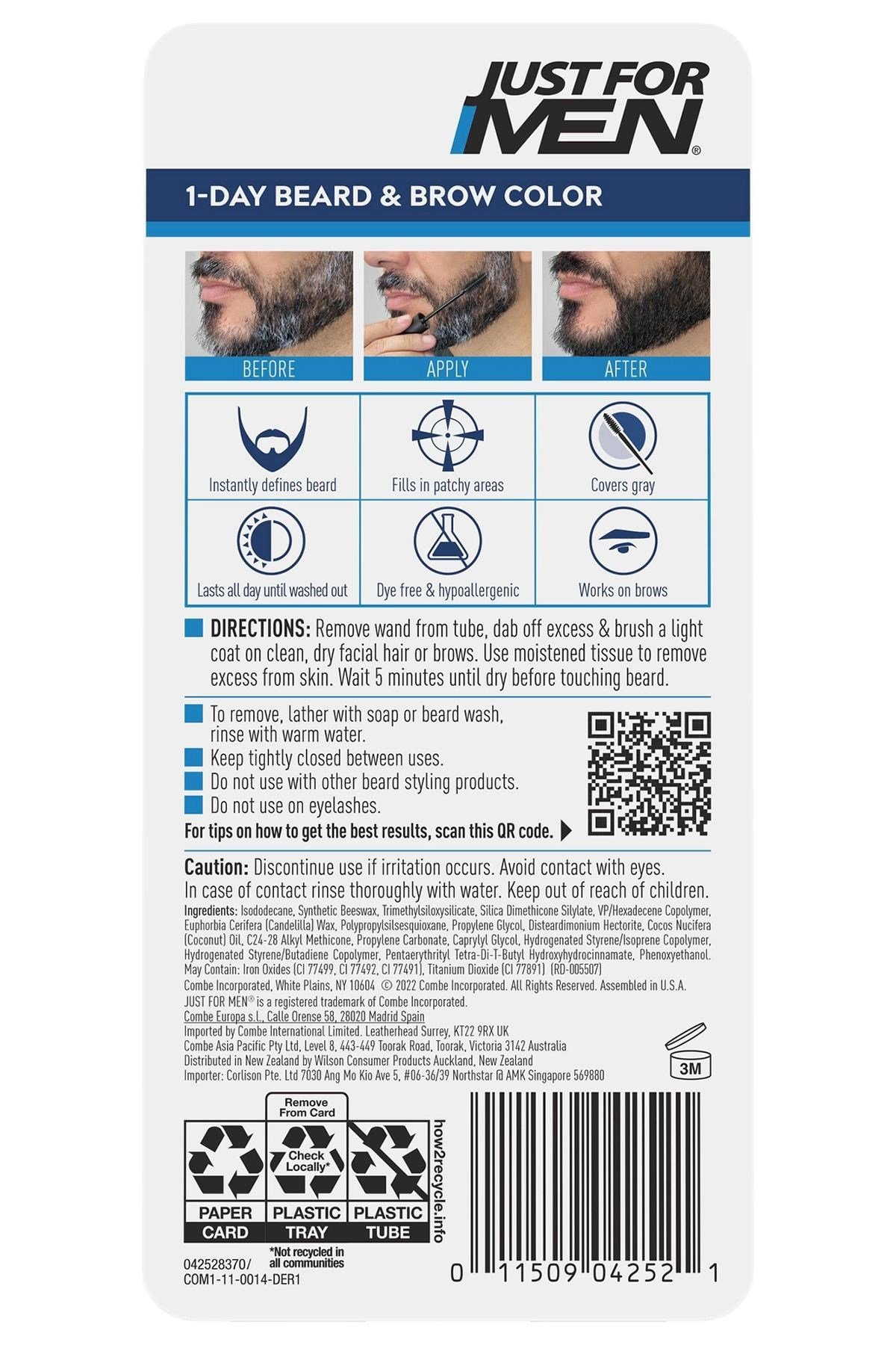 Just For Men 1 Günlük Geçici Sakal ve Kaş Boyası Orta Kahverengi 9ML