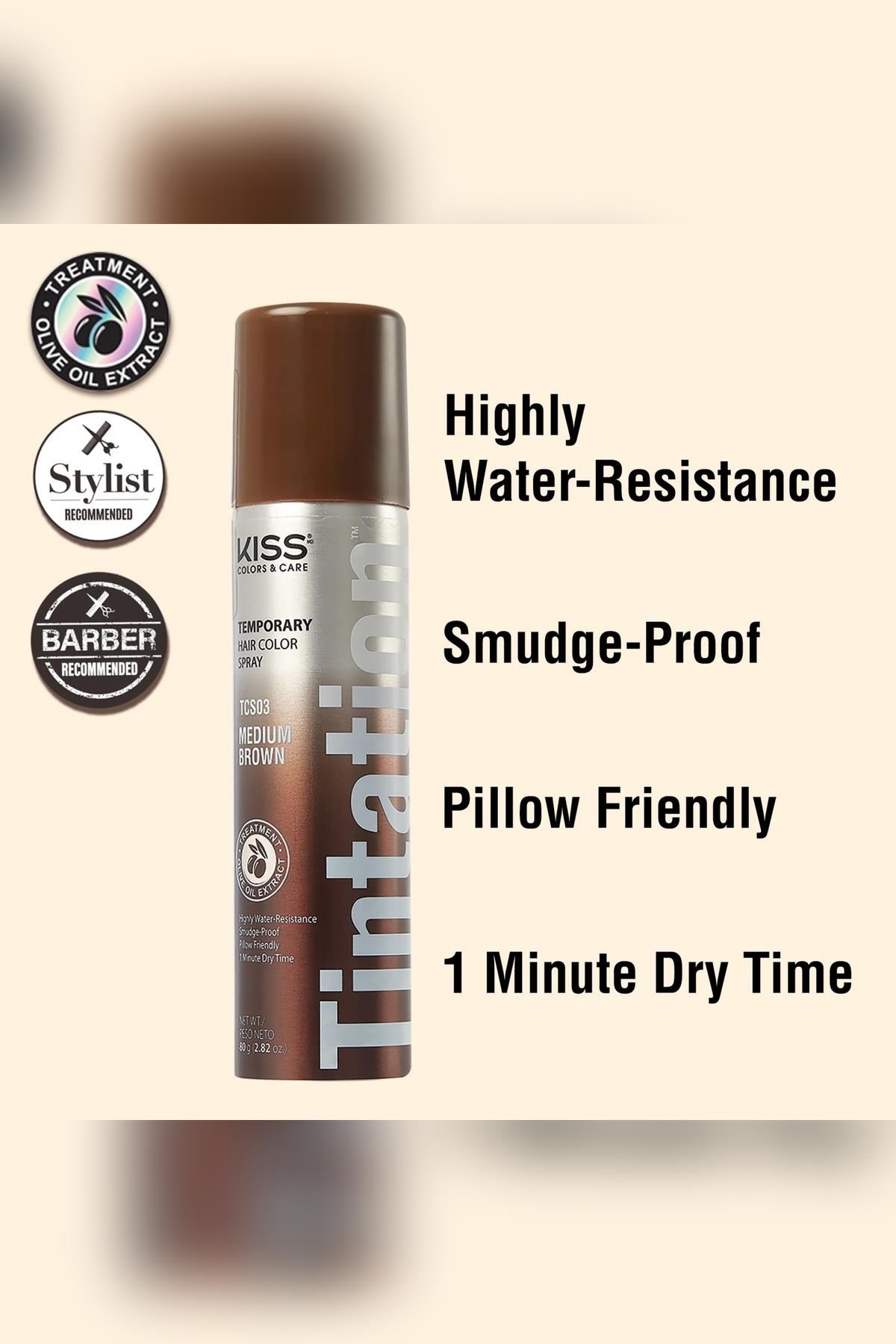 Kiss Colors & Care Orta Kahve Saçlar İçin Gri-Beyaz Kapatıcı Sprey 113GR