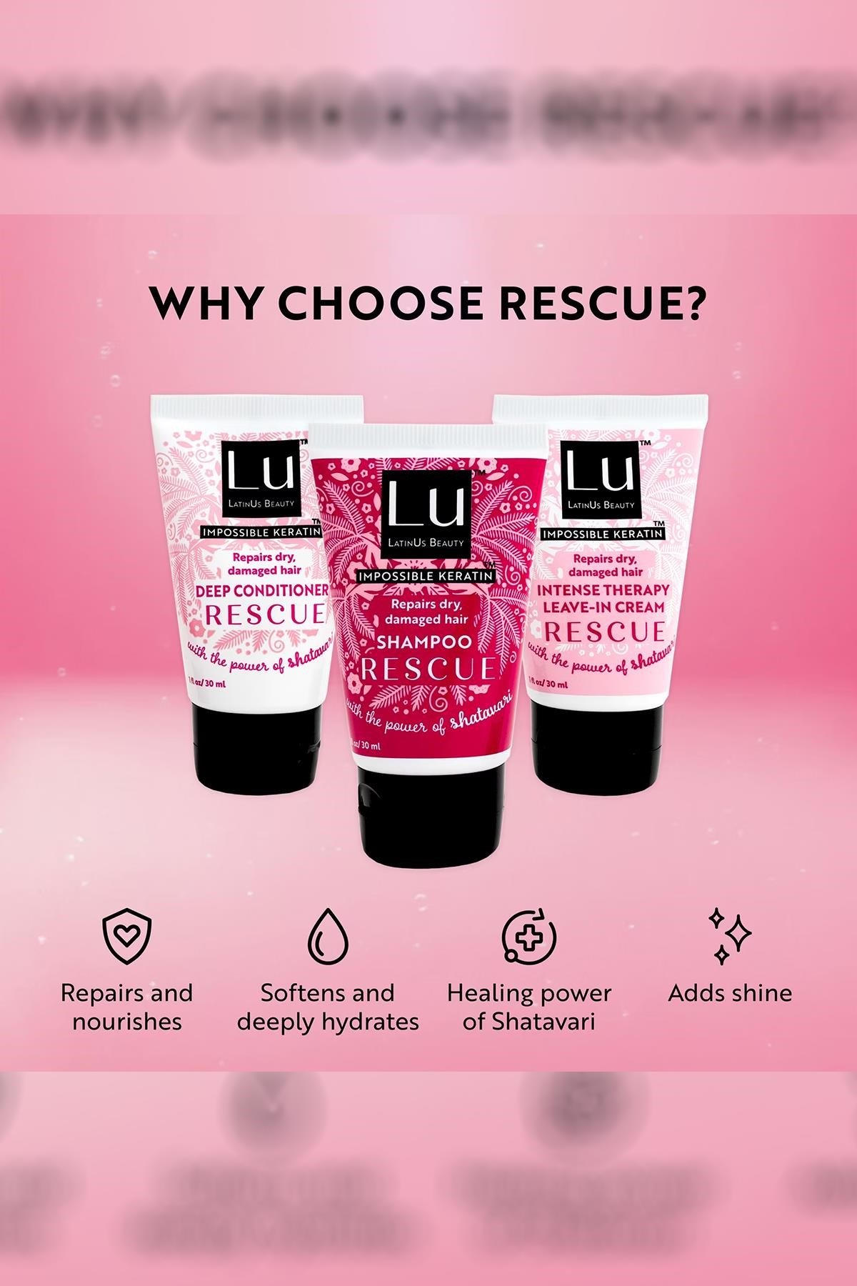 LatinUs Beauty Rescue Şampuan, Saç Kremi ve Şekillendirici Krem Seyahat Seti