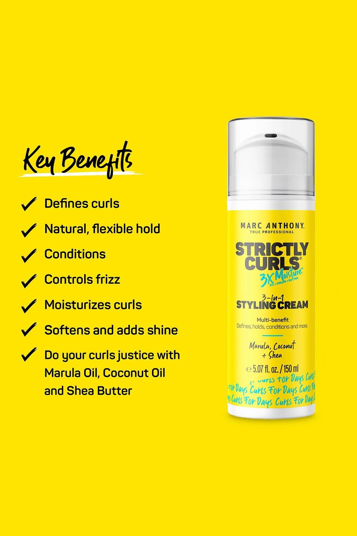 Marc Anthony 3'ü 1 Arada Bukle Belirginleştirici Şekillendirici Saç Kremi 150ML