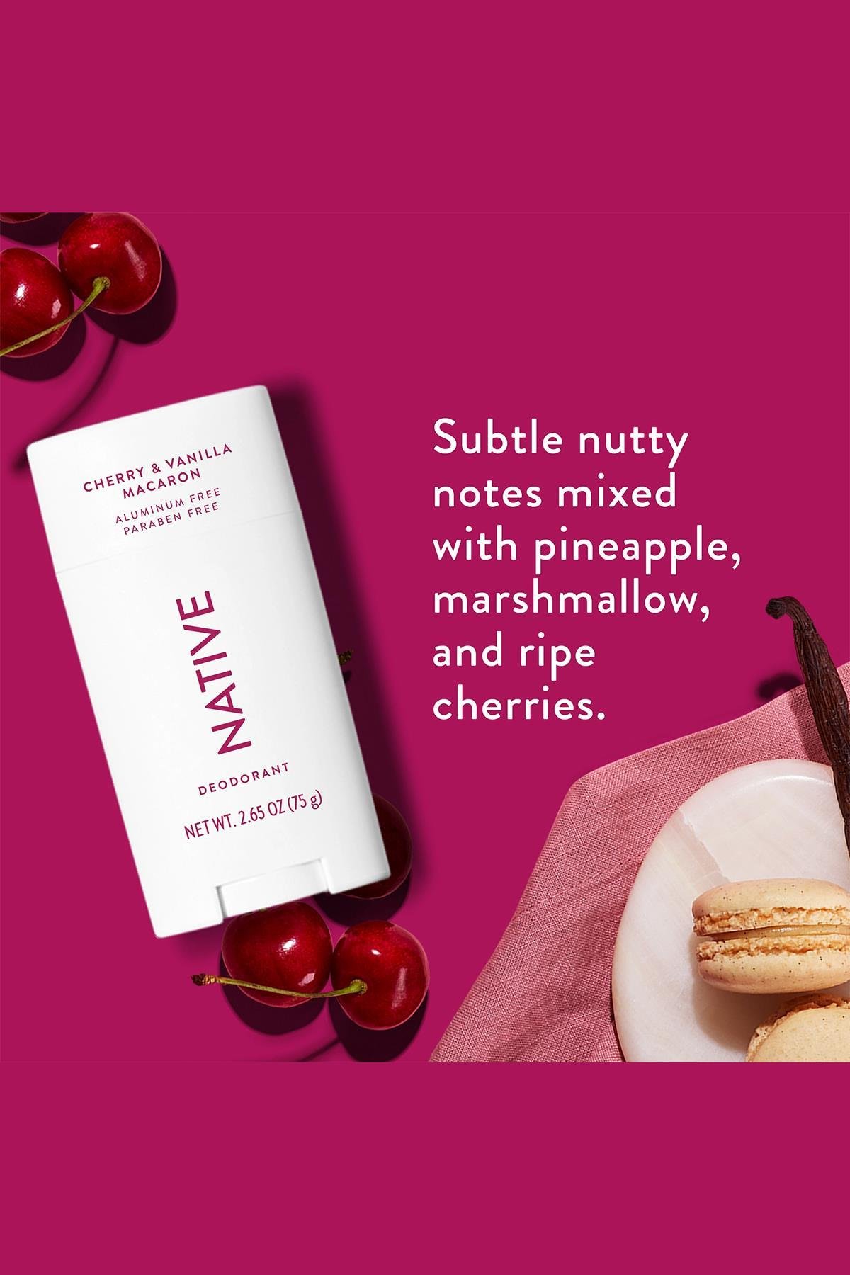 Native Cherry & Vanilla Macaron Alüminyumsuz Stick Deodorant 75GR