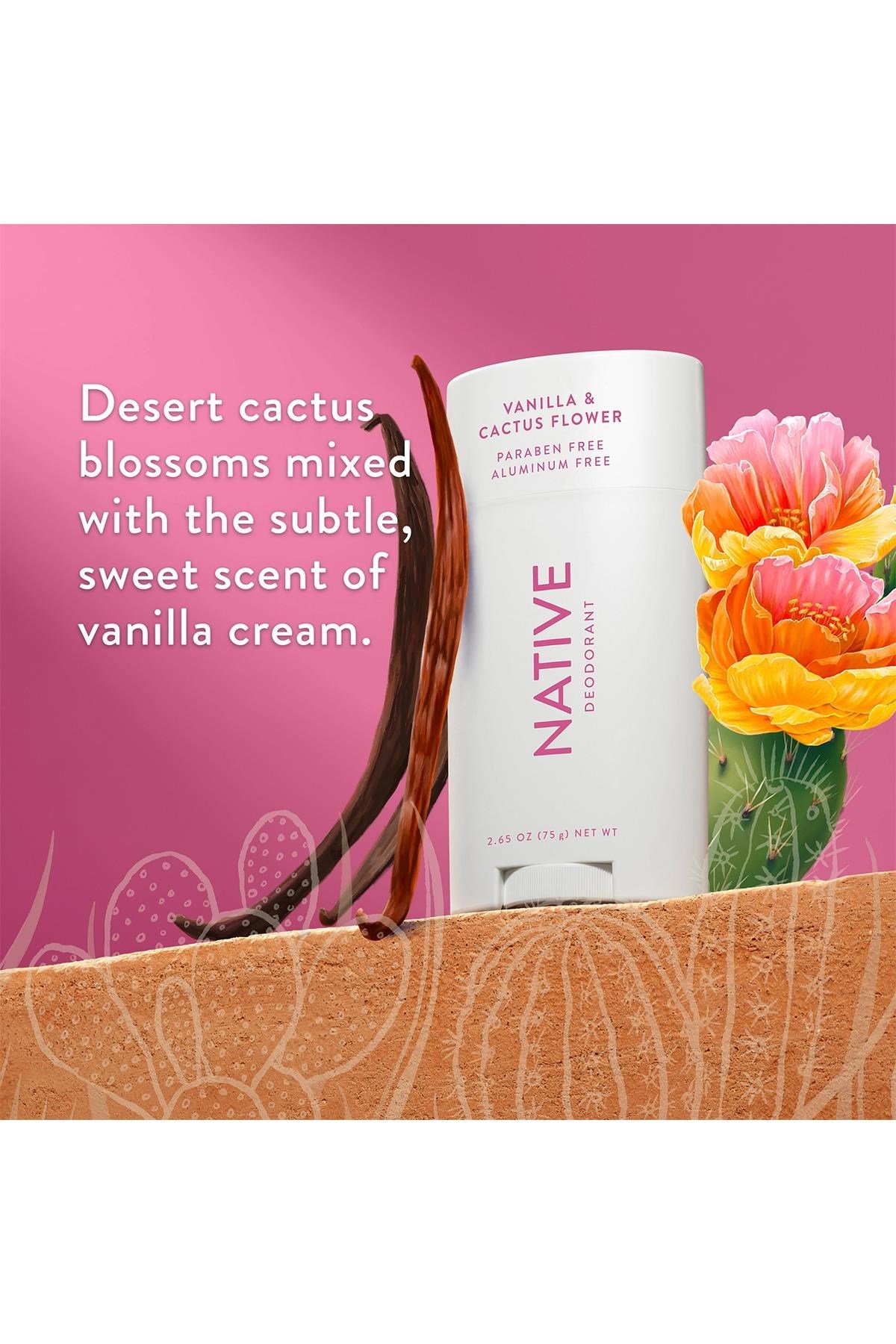 Native Vanilla & Cactus Flower Alüminyumsuz Stick Deodorant 75GR