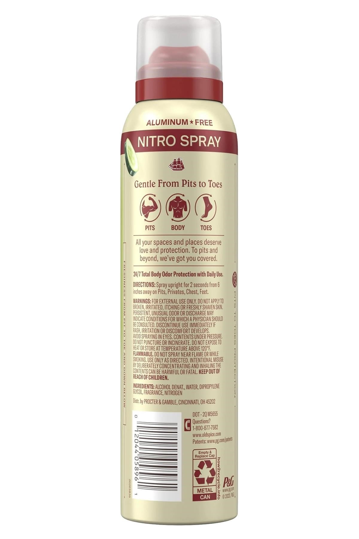 Old Spice Cucumber + Avocado Alüminyumsuz Tüm Vücut Sprey Deodorant 99GR