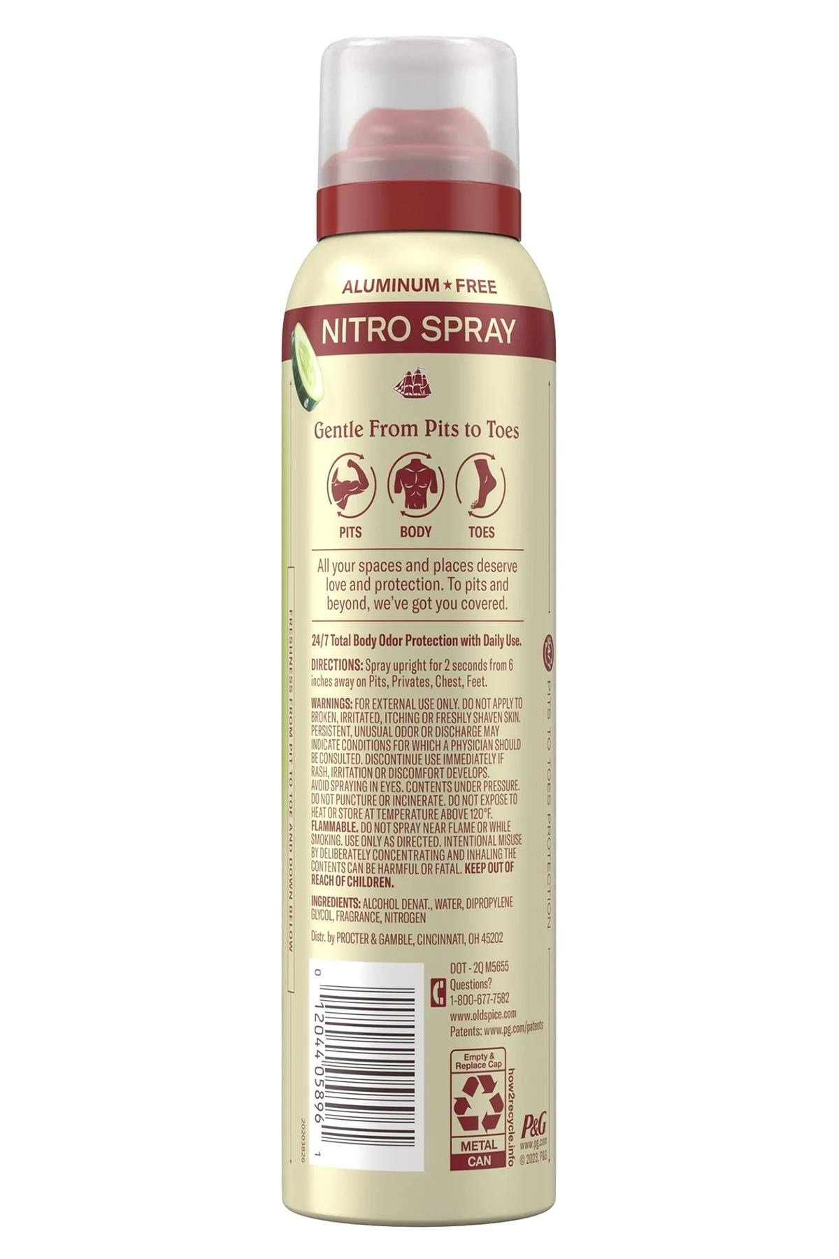 Old Spice Cucumber + Avocado Alüminyumsuz Tüm Vücut Sprey Deodorant 99GR