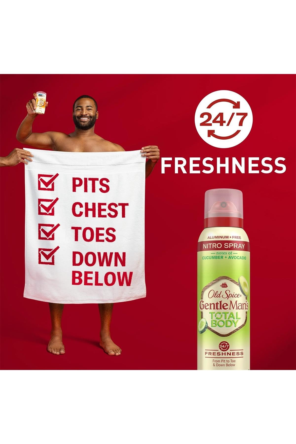 Old Spice Cucumber + Avocado Alüminyumsuz Tüm Vücut Sprey Deodorant 99GR