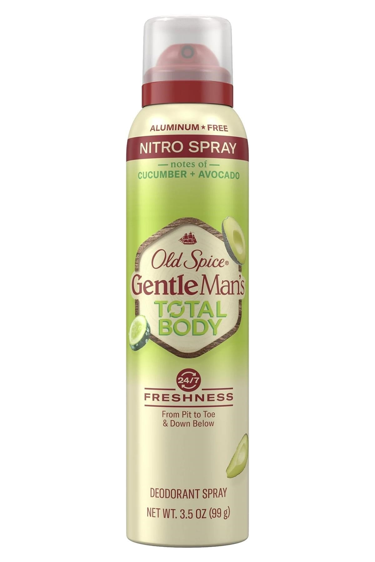 Old Spice Cucumber + Avocado Alüminyumsuz Tüm Vücut Sprey Deodorant 99GR