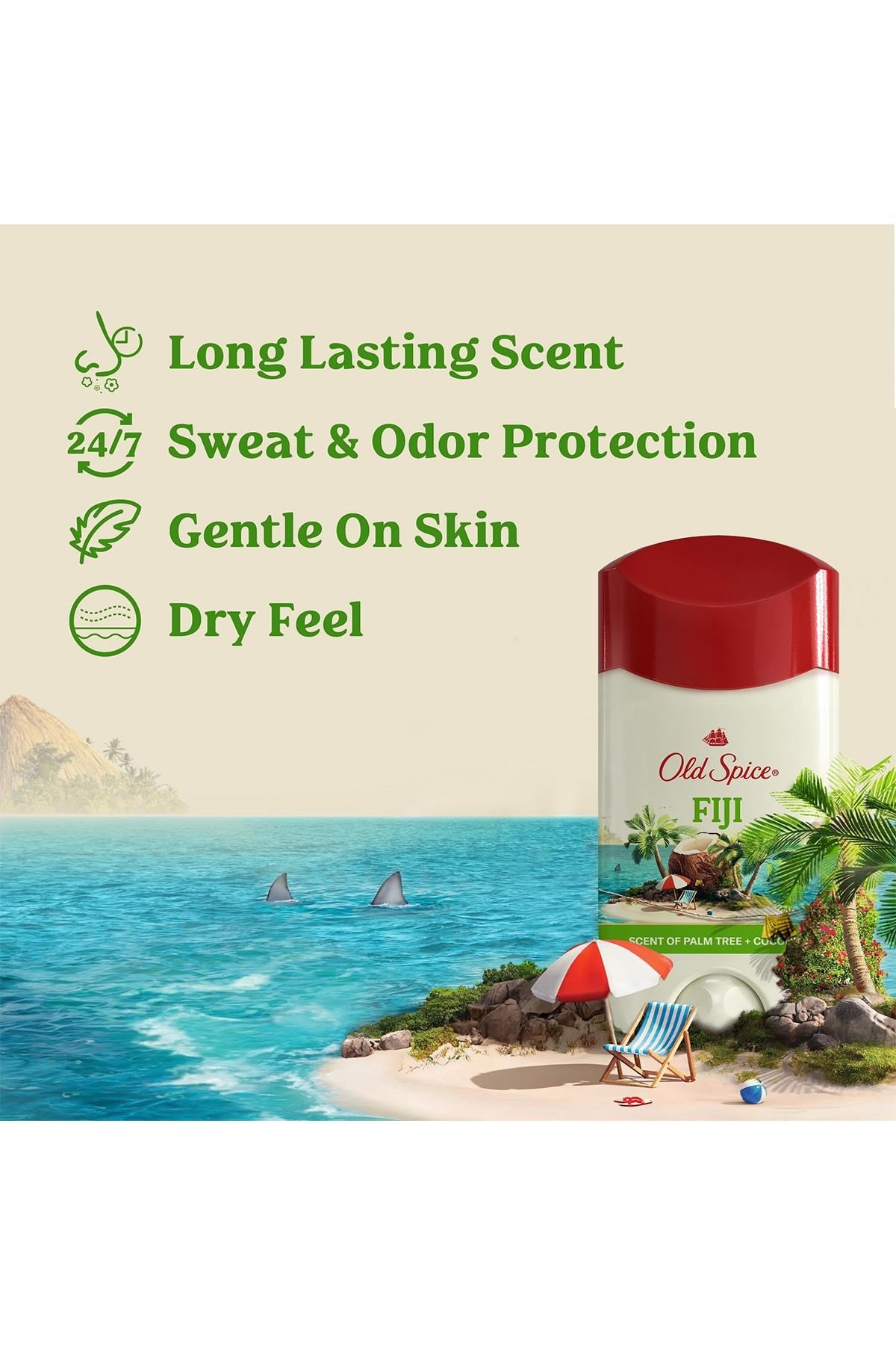 Old Spice Fiji Palm Tree + Coconut Antiperspirant Stick Deodorant 73GR