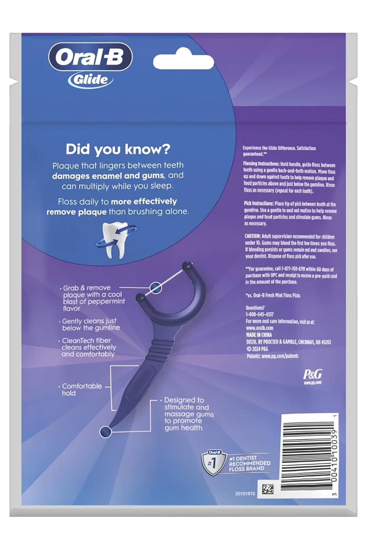 Oral-B Glide Arctic Peppermint Oil Çatal Diş İpi Kürdanlı 75 Adet