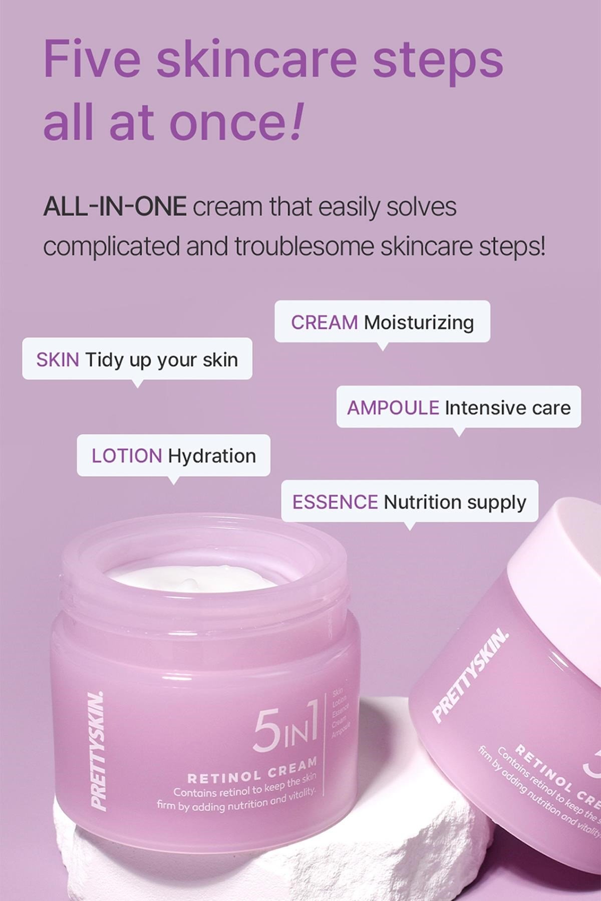 PrettySkin 5in1 Retinol Nemlendirici Yüz Kremi 50ML